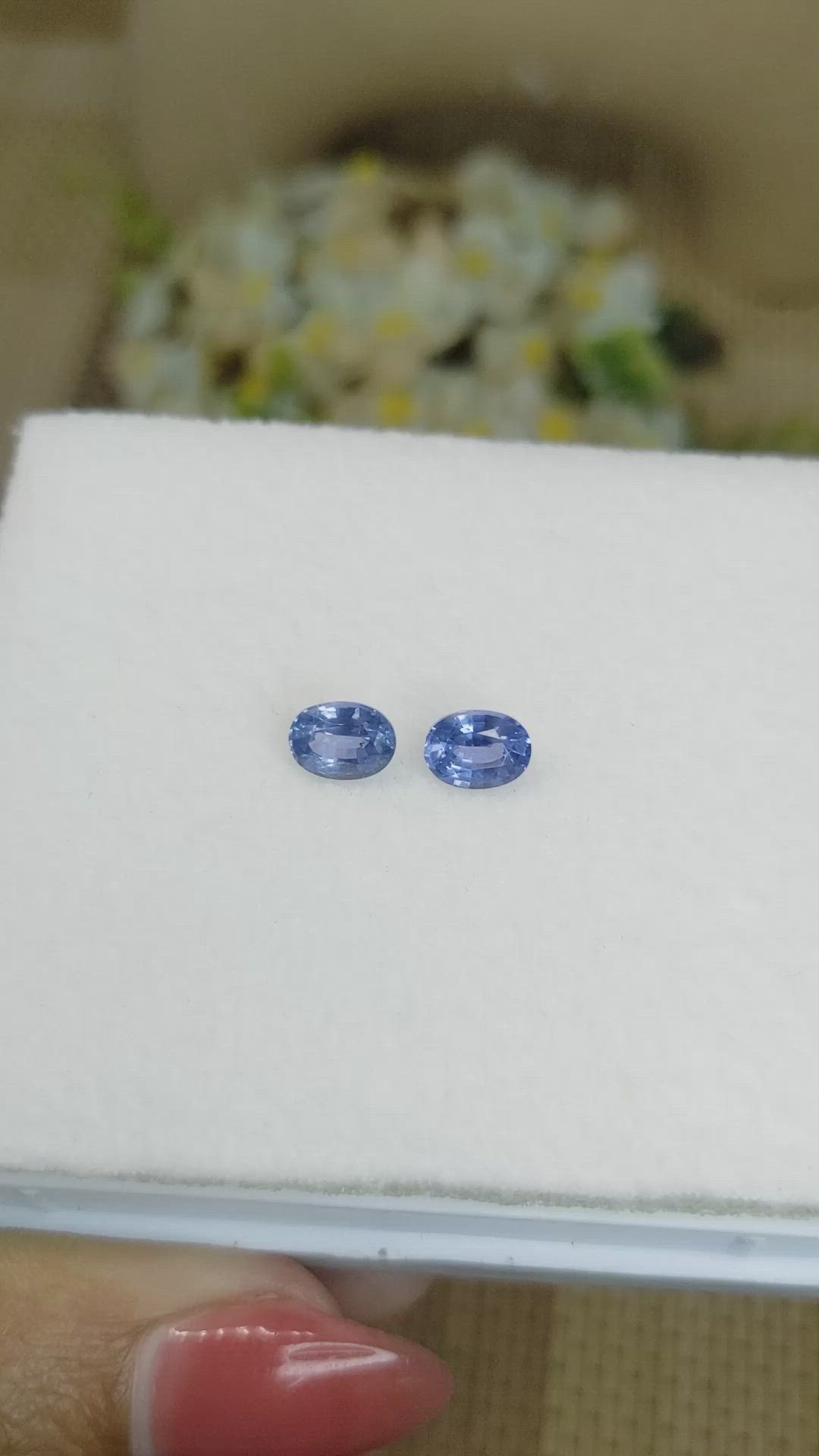 2.08 Ct.Tw.Total Carat Weight Blue Sapphire Pair from Ceylon (Sri Lanka) Size Video