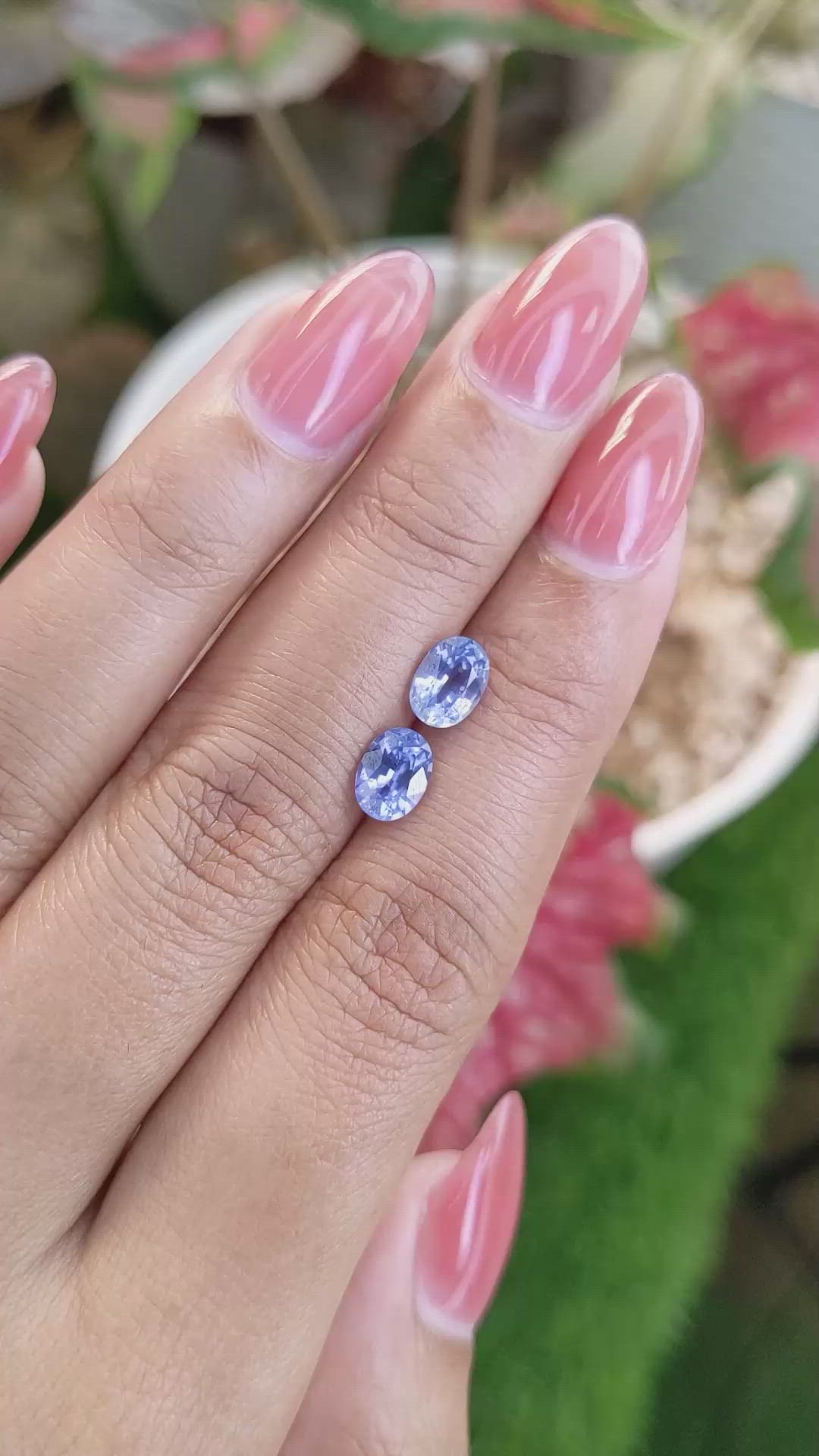 2.08 Ct.Tw.Total Carat Weight Blue Sapphire Pair from Ceylon (Sri Lanka) Size Video