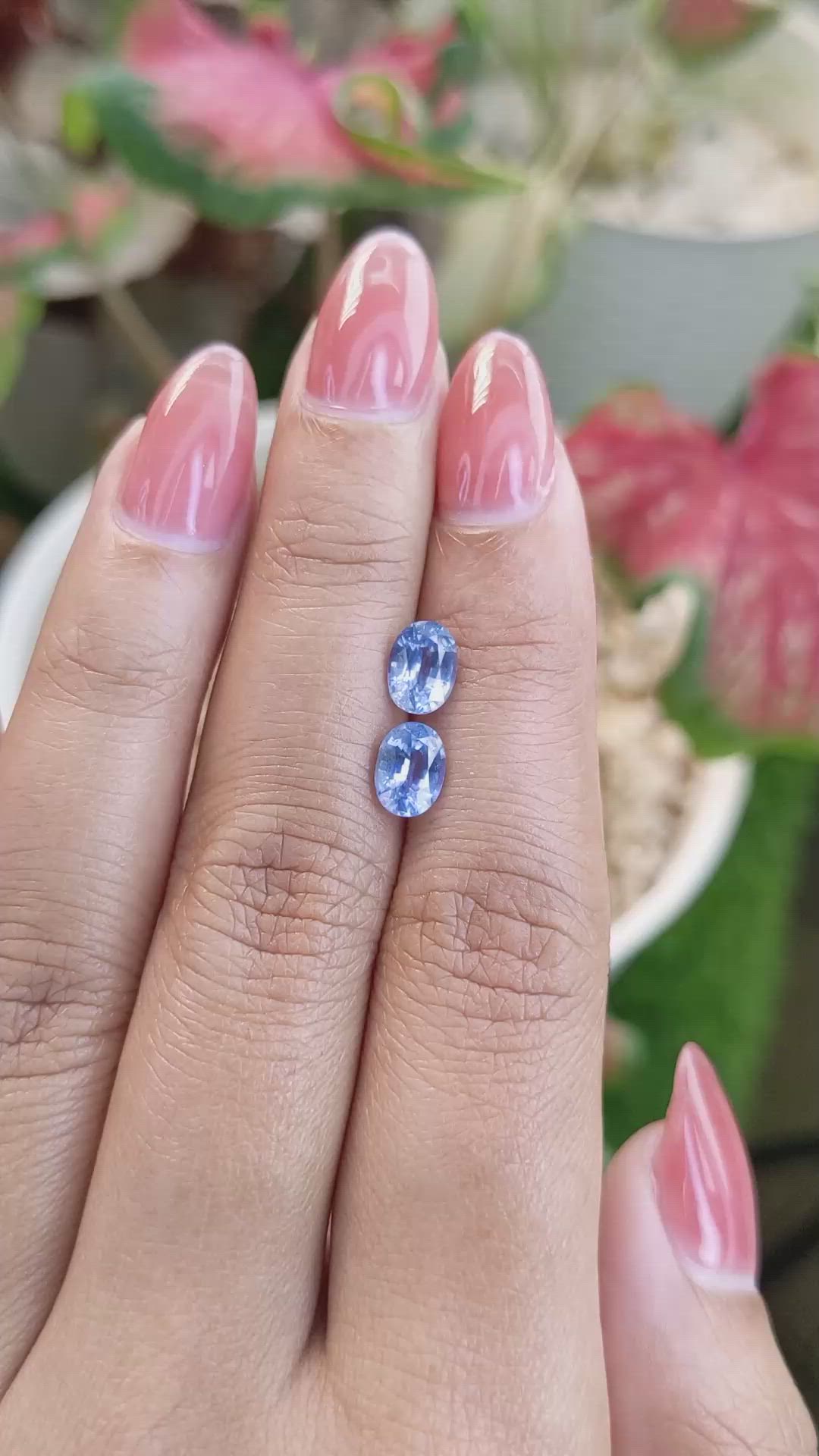 2.08 Ct.Tw.Total Carat Weight Blue Sapphire Pair from Ceylon (Sri Lanka) Size Video