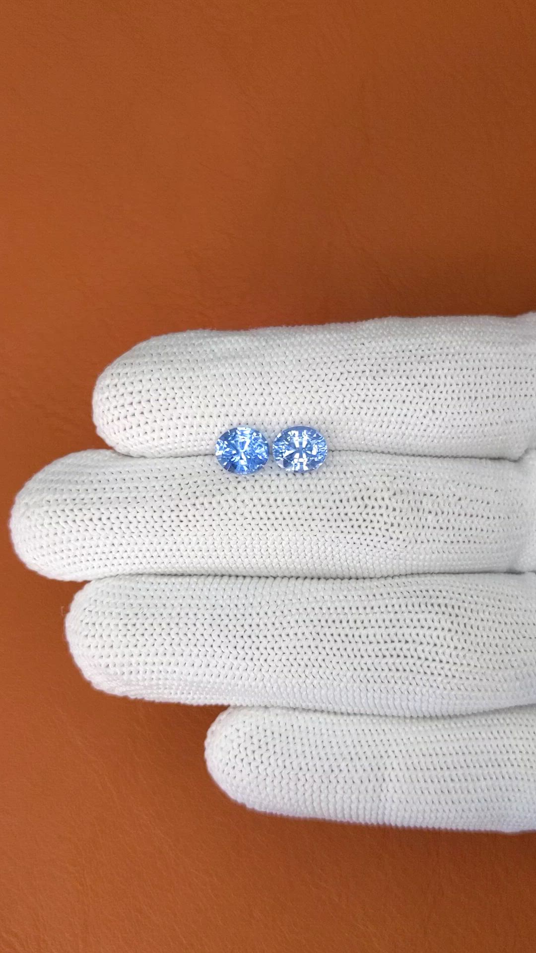 2.89 Ct.Tw.Total Carat Weight Blue Sapphire Pair from Ceylon (Sri Lanka) Size Video
