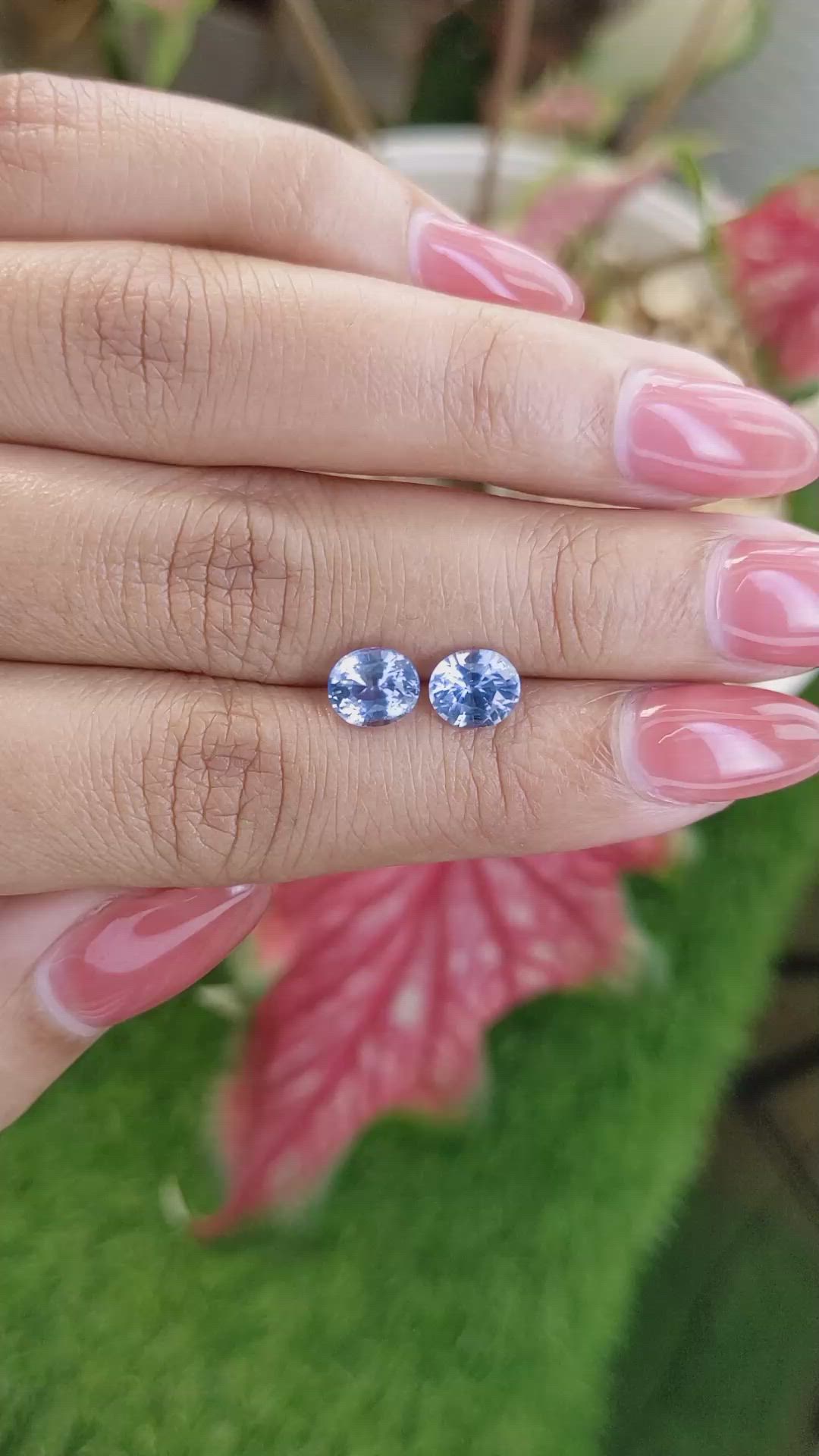 2.89 Ct.Tw.Total Carat Weight Blue Sapphire Pair from Ceylon (Sri Lanka) Size Video