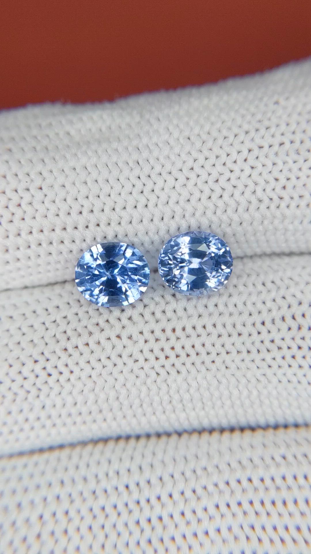 2.89 Ct.Tw.Total Carat Weight Blue Sapphire Pair from Ceylon (Sri Lanka) Size Video