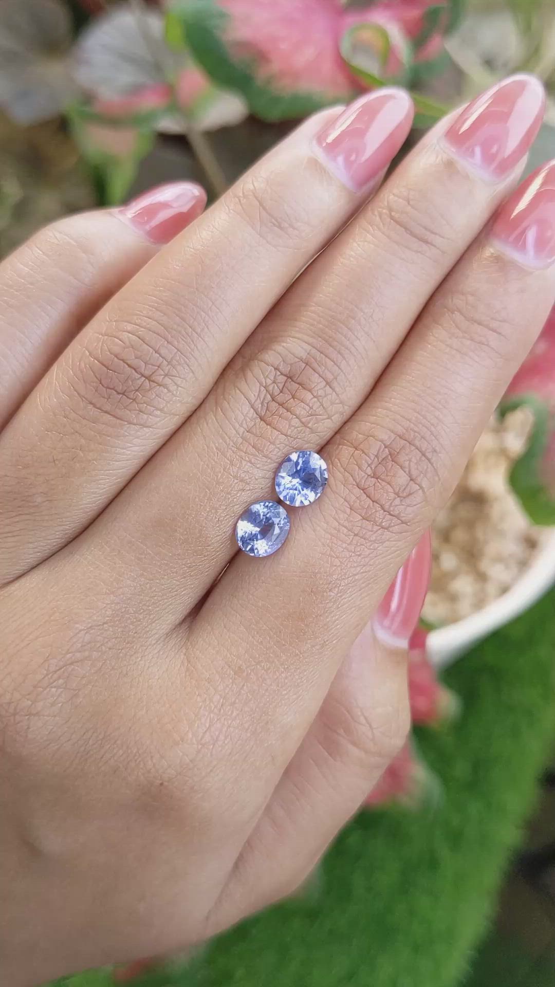 2.89 Ct.Tw.Total Carat Weight Blue Sapphire Pair from Ceylon (Sri Lanka) Size Video