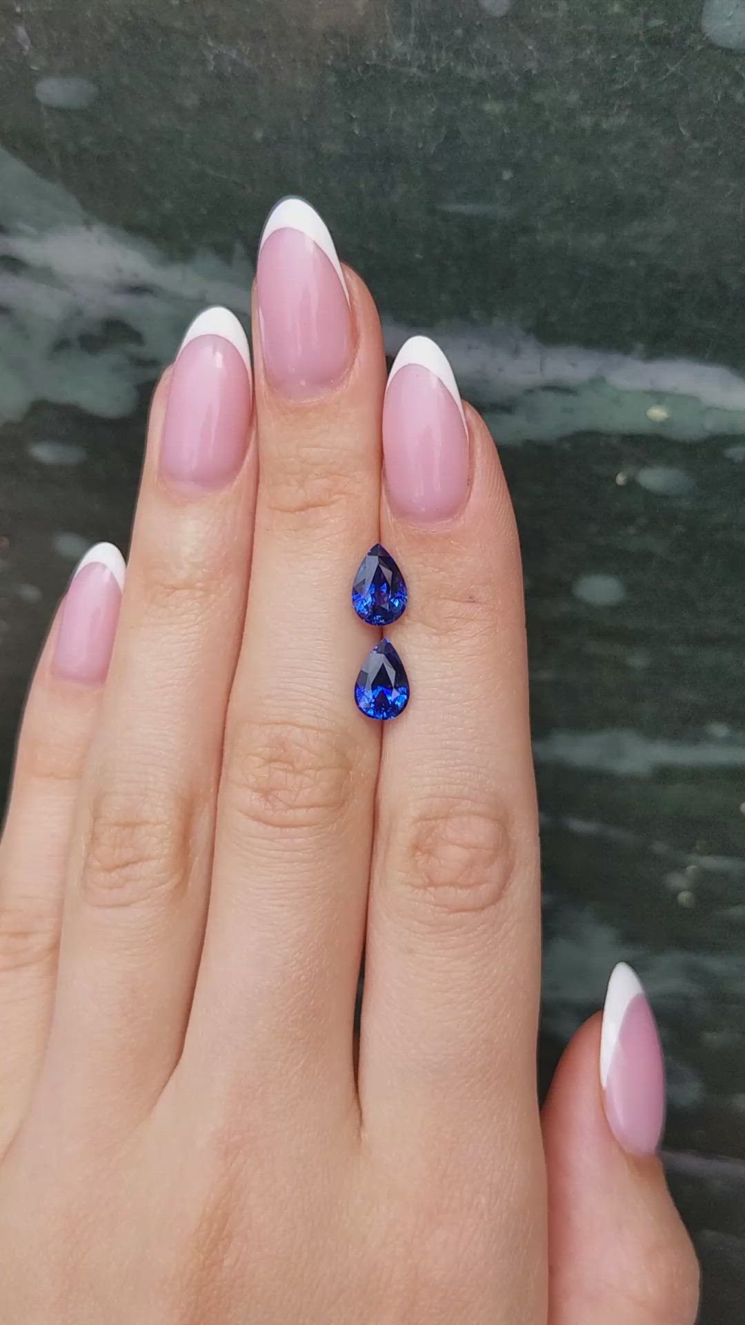 3.62 Ct.Tw.Total Carat Weight Blue Sapphire Pair from Ceylon (Sri Lanka) Size Video