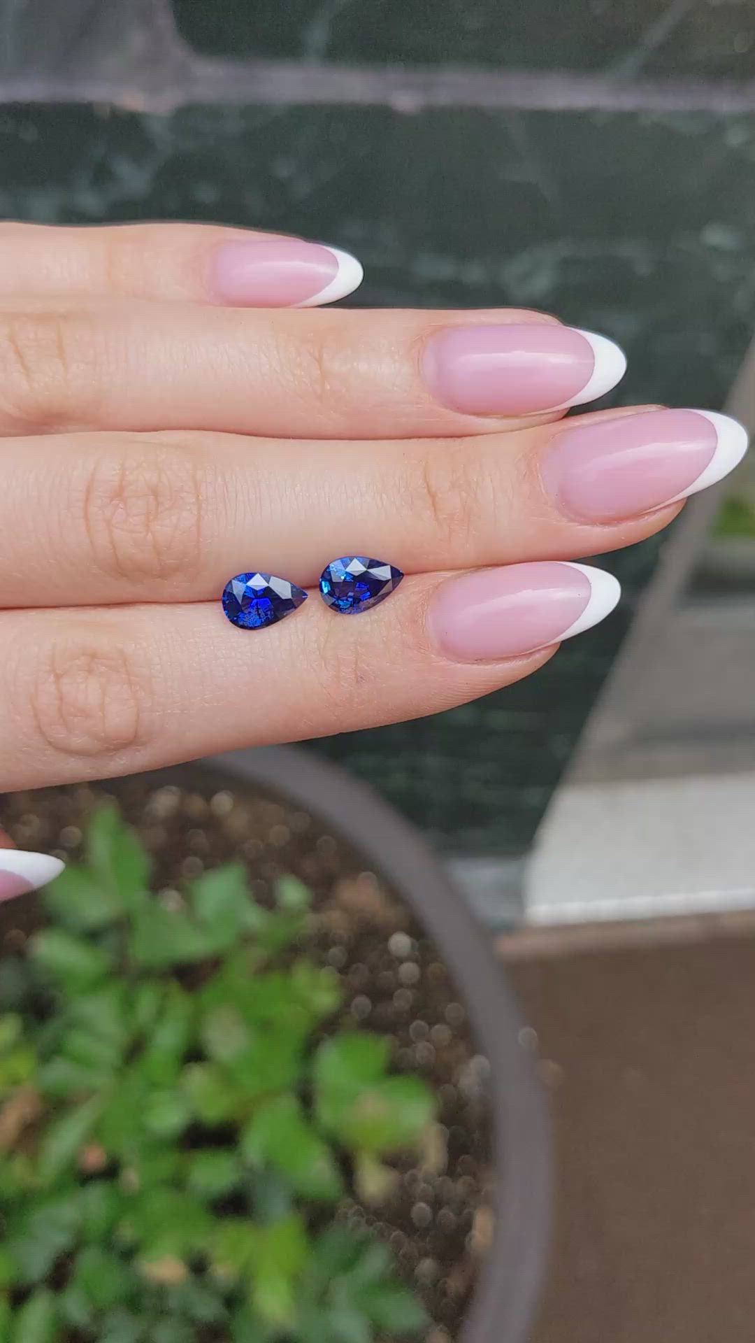 3.62 Ct.Tw.Total Carat Weight Blue Sapphire Pair from Ceylon (Sri Lanka) Size Video