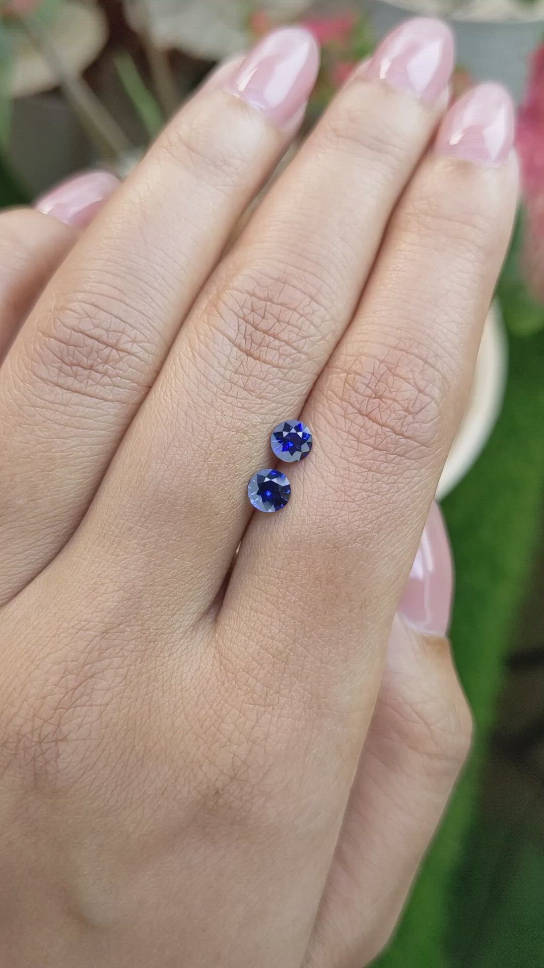 0.87 Ct.Tw.Total Carat Weight Blue Sapphire Pair from Ceylon (Sri Lanka) Size Video