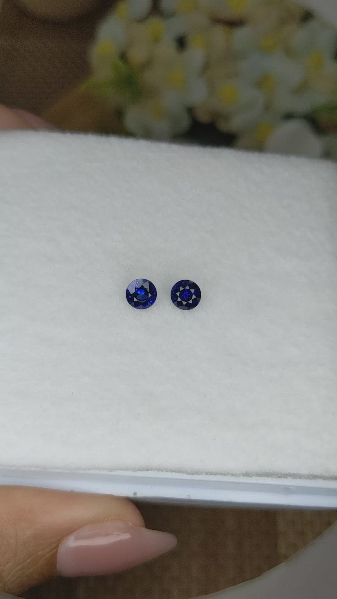 0.87 Ct.Tw.Total Carat Weight Blue Sapphire Pair from Ceylon (Sri Lanka) Size Video