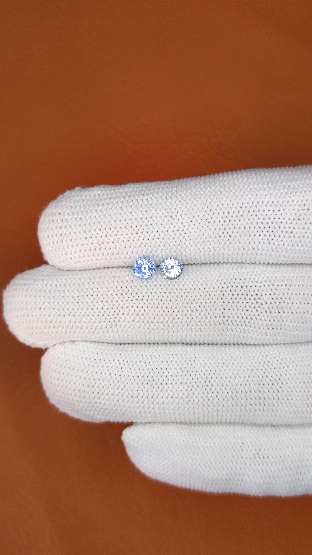 0.93 Ct.Tw.Total Carat Weight Blue Sapphire Pair from Ceylon (Sri Lanka) Size Video