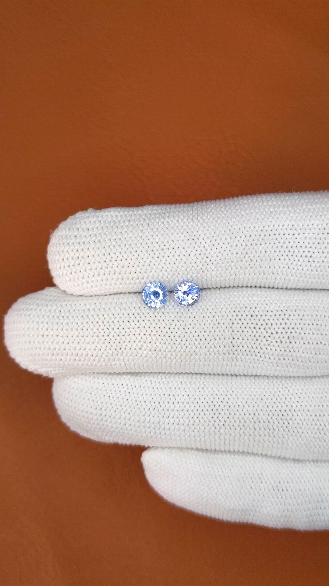 1.22 Ct.Tw.Total Carat Weight Blue Sapphire Pair from Ceylon (Sri Lanka) Size Video