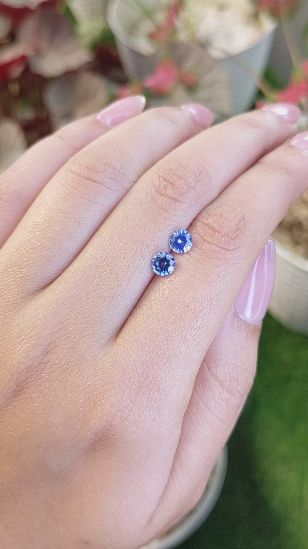 1.20 Ct.Tw.Total Carat Weight Blue Sapphire Pair from Ceylon (Sri Lanka) Size Video