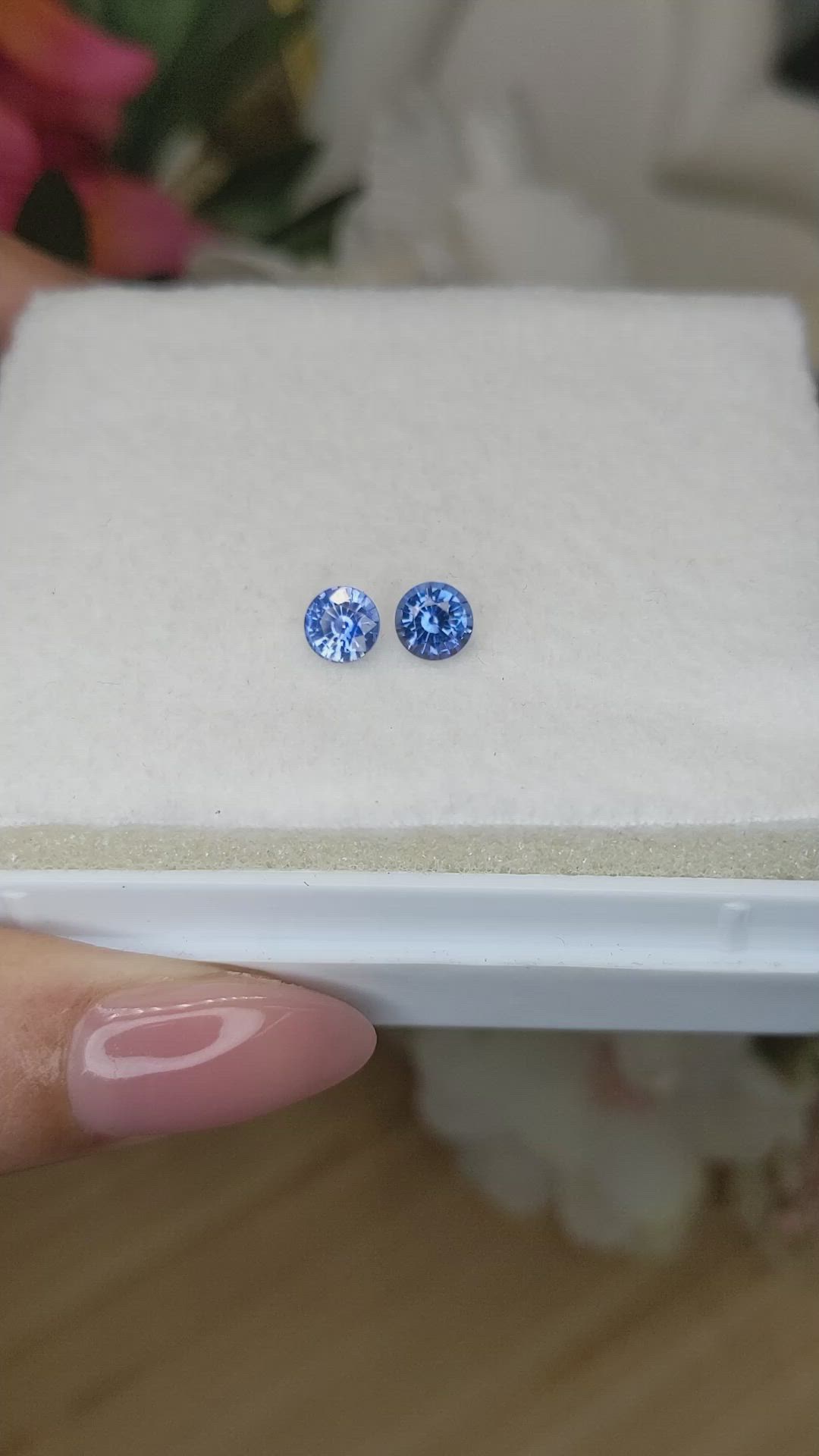 1.20 Ct.Tw.Total Carat Weight Blue Sapphire Pair from Ceylon (Sri Lanka) Size Video