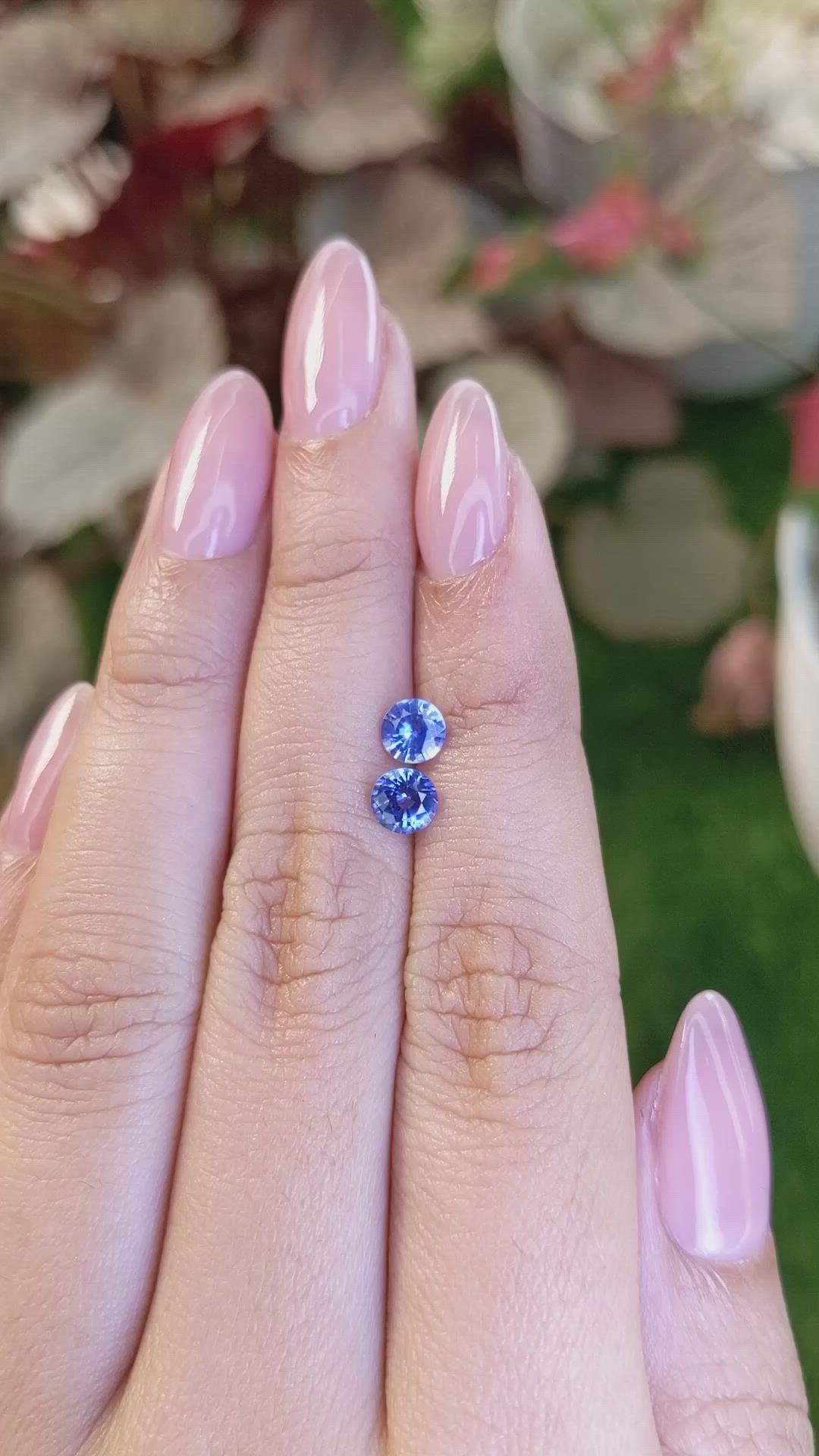 1.20 Ct.Tw.Total Carat Weight Blue Sapphire Pair from Ceylon (Sri Lanka) Size Video