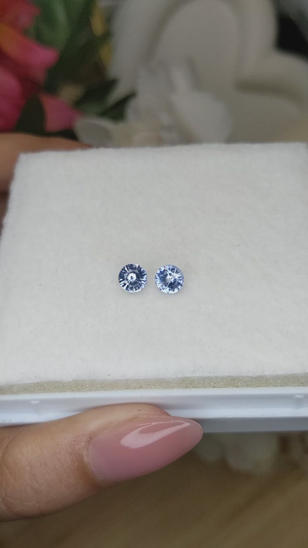 1.27 Ct.Tw.Total Carat Weight Blue Sapphire Pair from Ceylon (Sri Lanka) Size Video