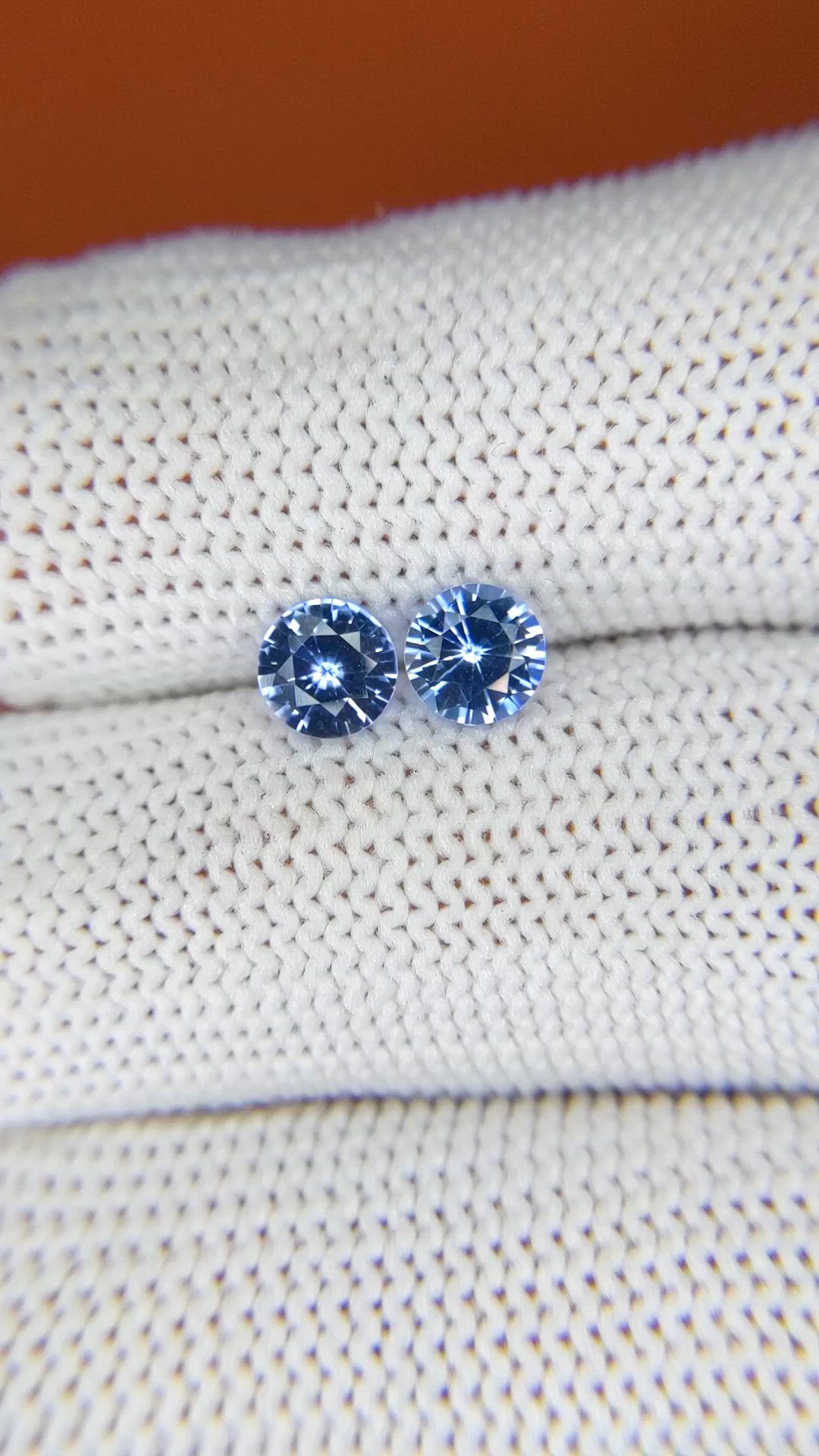 1.27 Ct.Tw.Total Carat Weight Blue Sapphire Pair from Ceylon (Sri Lanka) Size Video