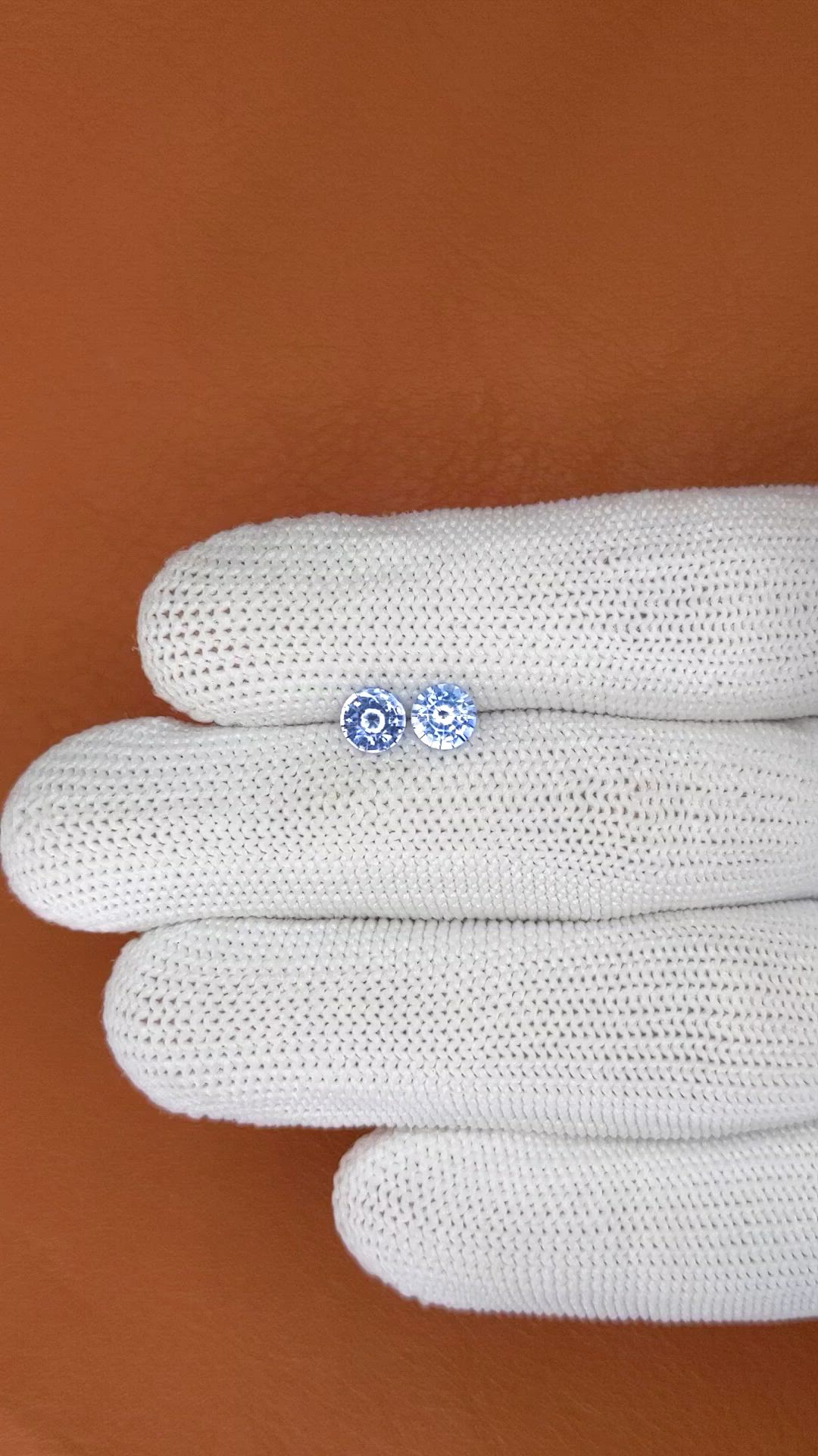 1.27 Ct.Tw.Total Carat Weight Blue Sapphire Pair from Ceylon (Sri Lanka) Size Video