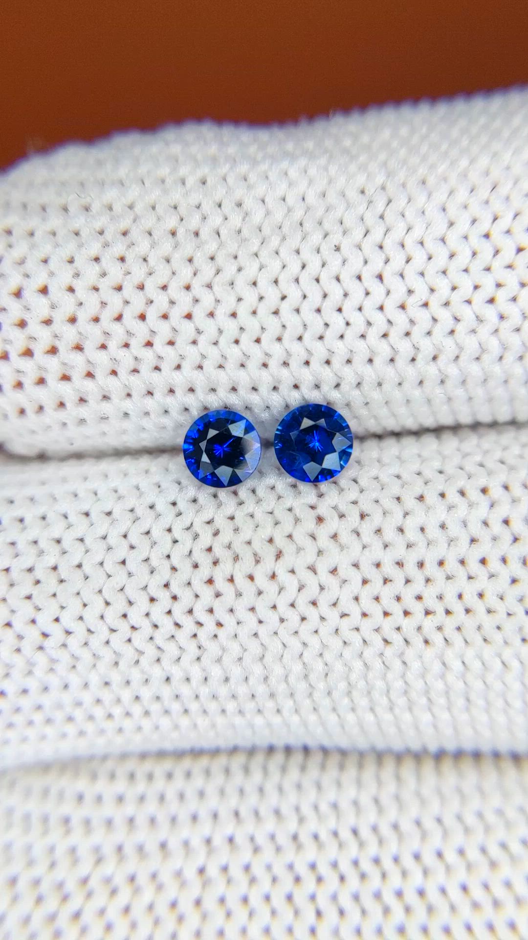 0.61 Ct.Tw.Total Carat Weight Blue Sapphire Pair from Ceylon (Sri Lanka) Size Video