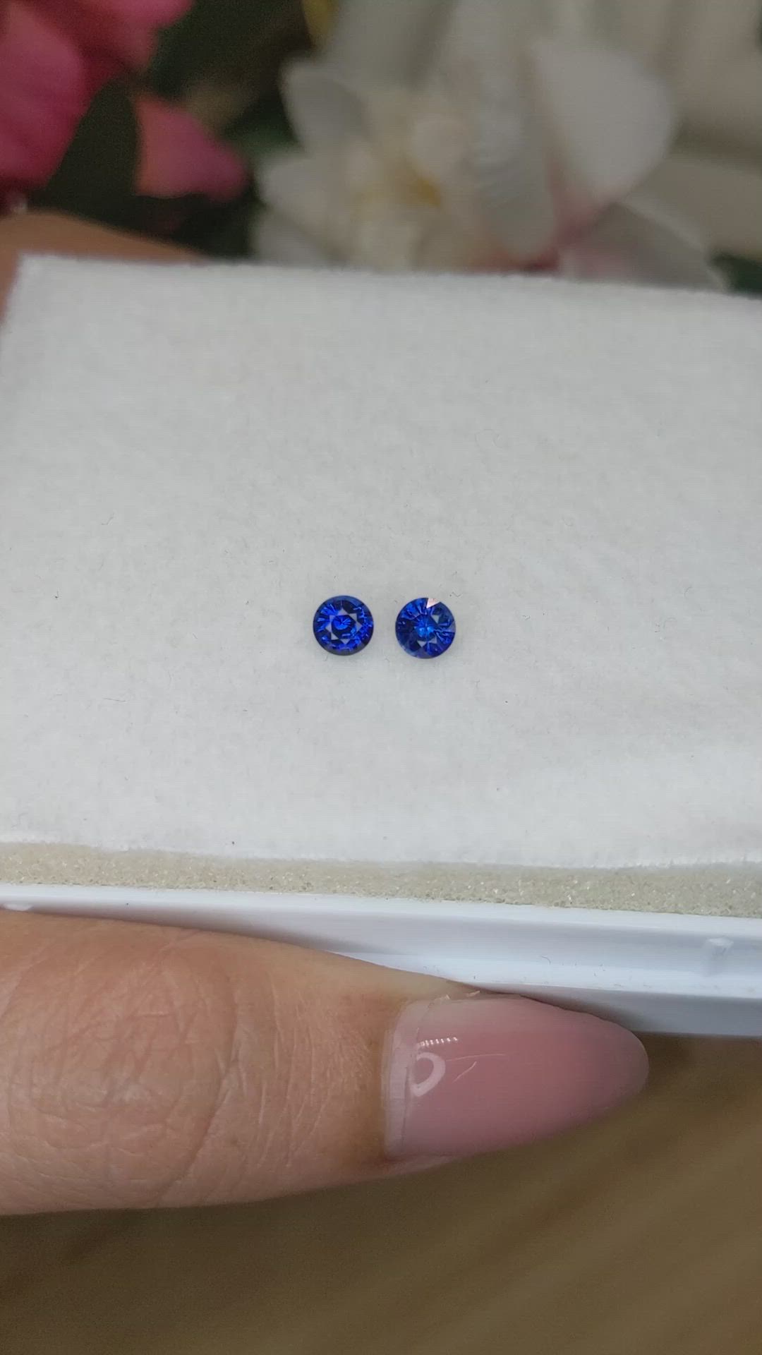 0.61 Ct.Tw.Total Carat Weight Blue Sapphire Pair from Ceylon (Sri Lanka) Size Video