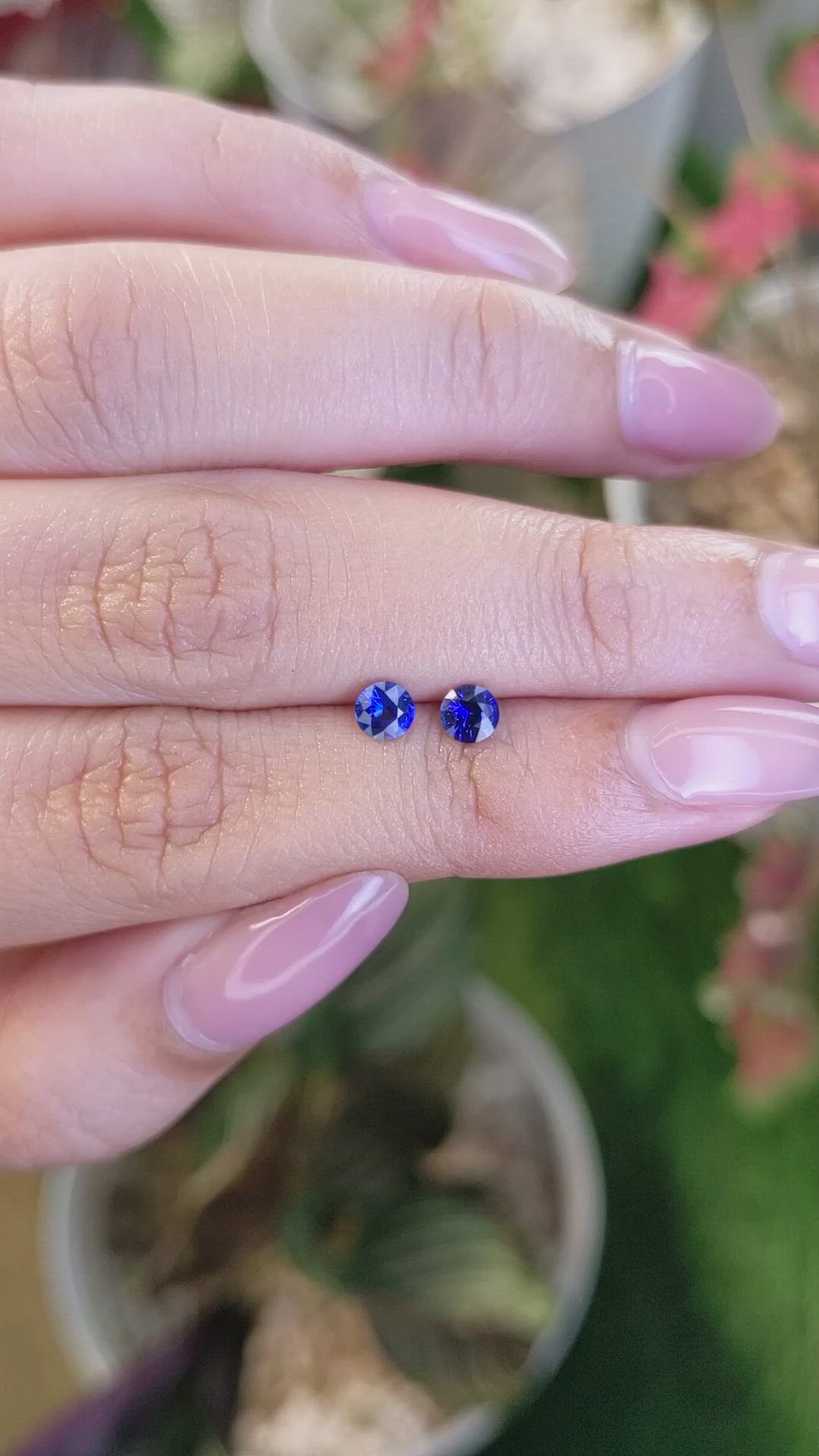 0.61 Ct.Tw.Total Carat Weight Blue Sapphire Pair from Ceylon (Sri Lanka) Size Video