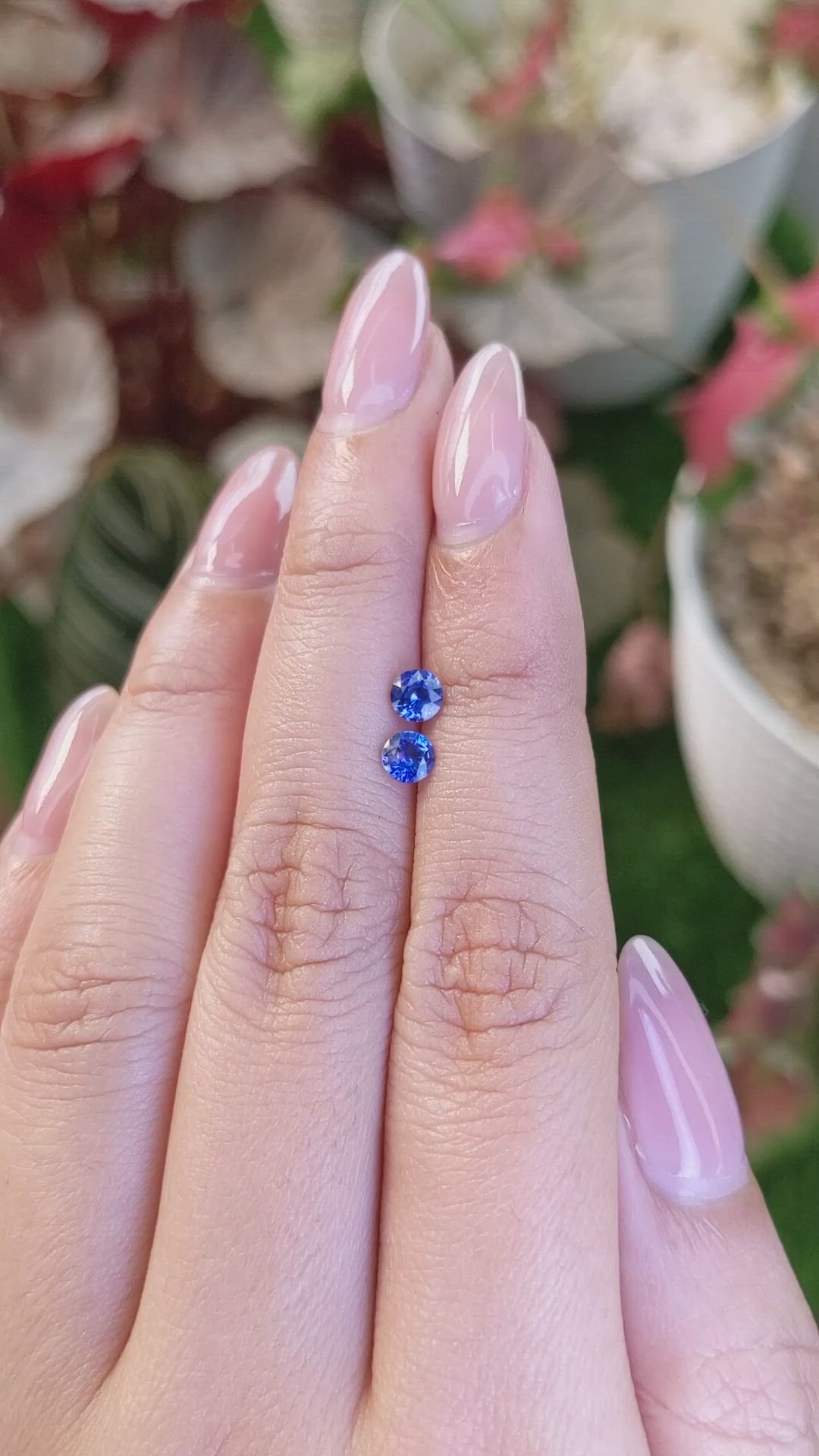0.63 Ct.Tw.Total Carat Weight Blue Sapphire Pair from Ceylon (Sri Lanka) Size Video