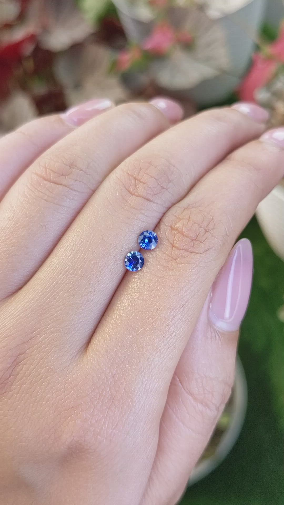 0.63 Ct.Tw.Total Carat Weight Blue Sapphire Pair from Ceylon (Sri Lanka) Size Video