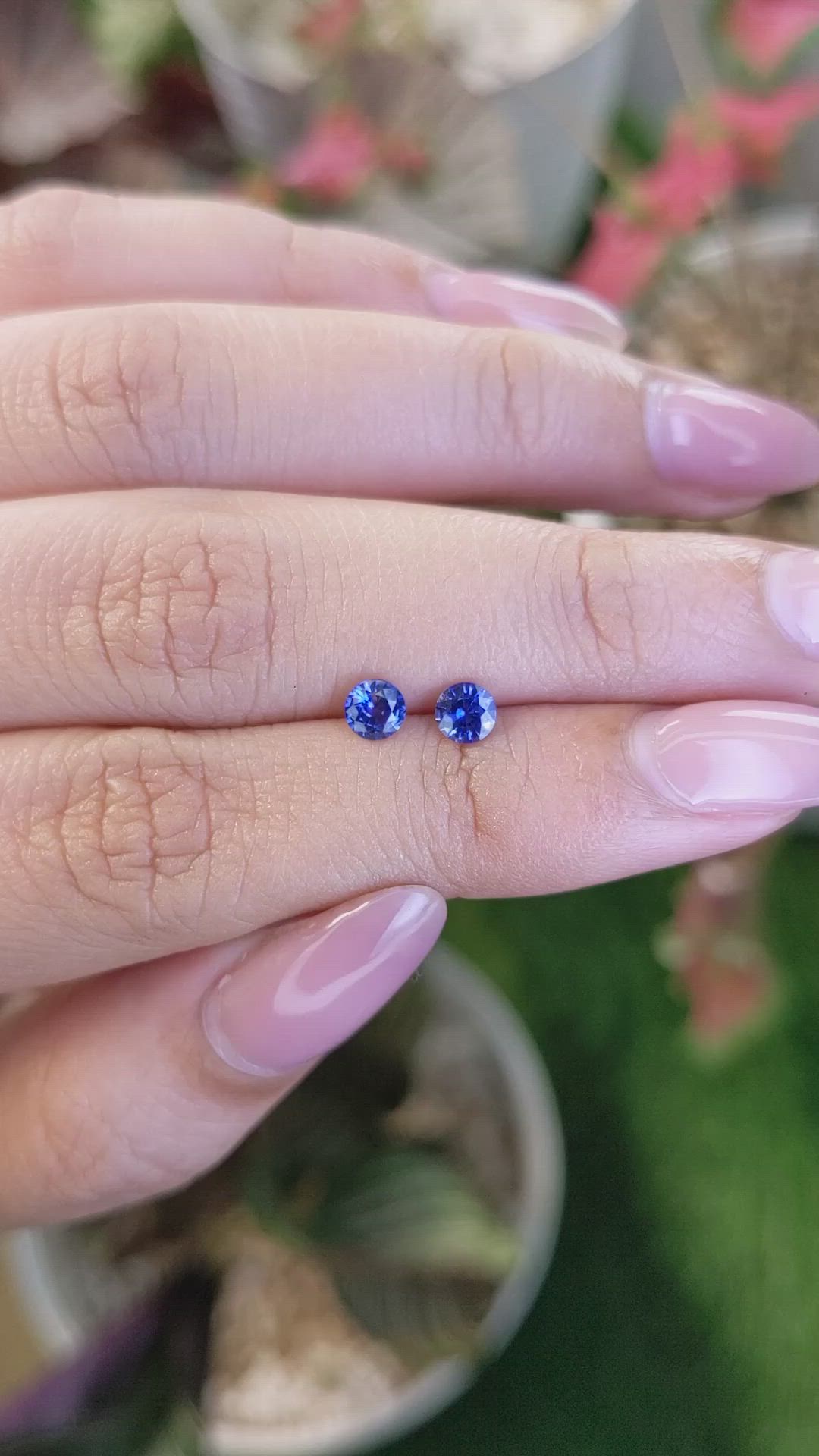 0.63 Ct.Tw.Total Carat Weight Blue Sapphire Pair from Ceylon (Sri Lanka) Size Video