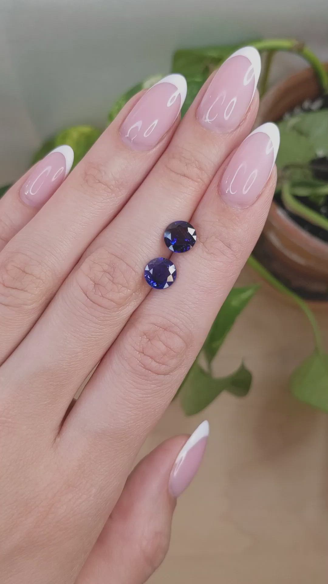 3.70 Ct.Tw.Total Carat Weight Blue Sapphire Pair from Madagascar Size Video