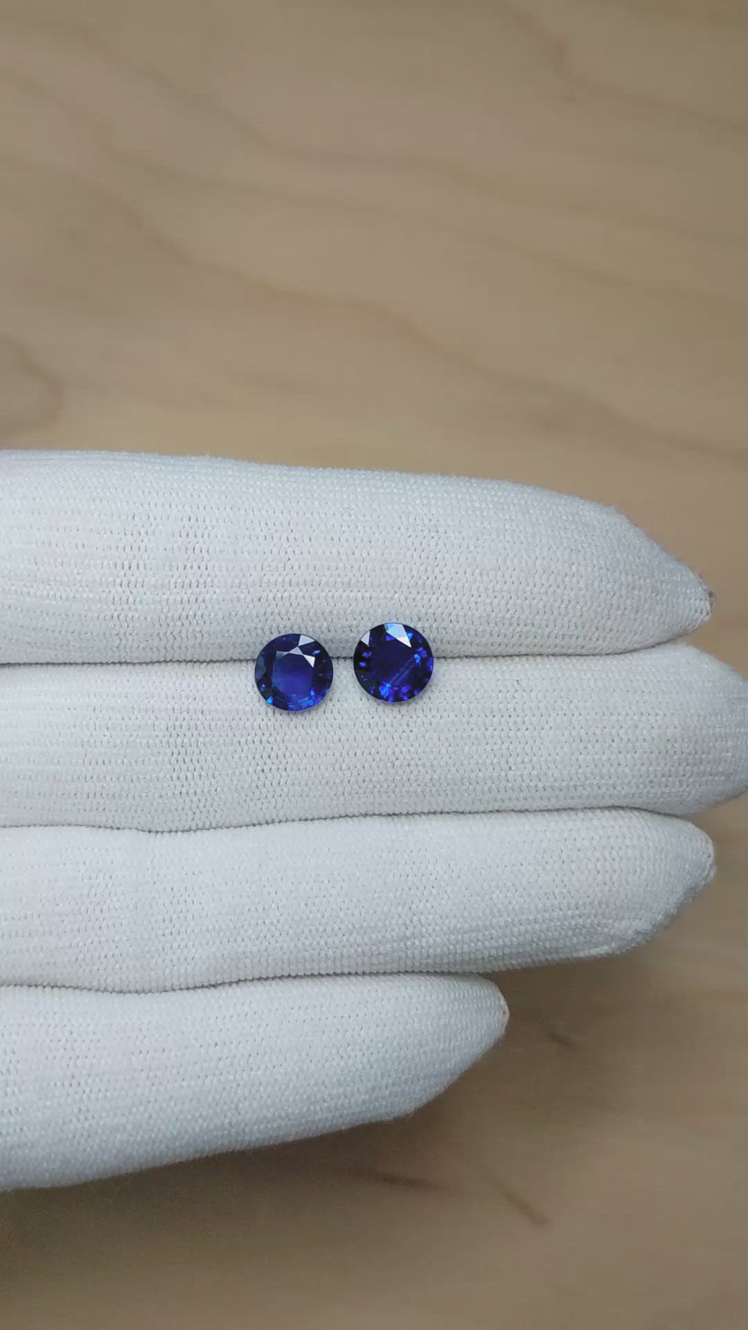 3.70 Ct.Tw.Total Carat Weight Blue Sapphire Pair from Madagascar Size Video