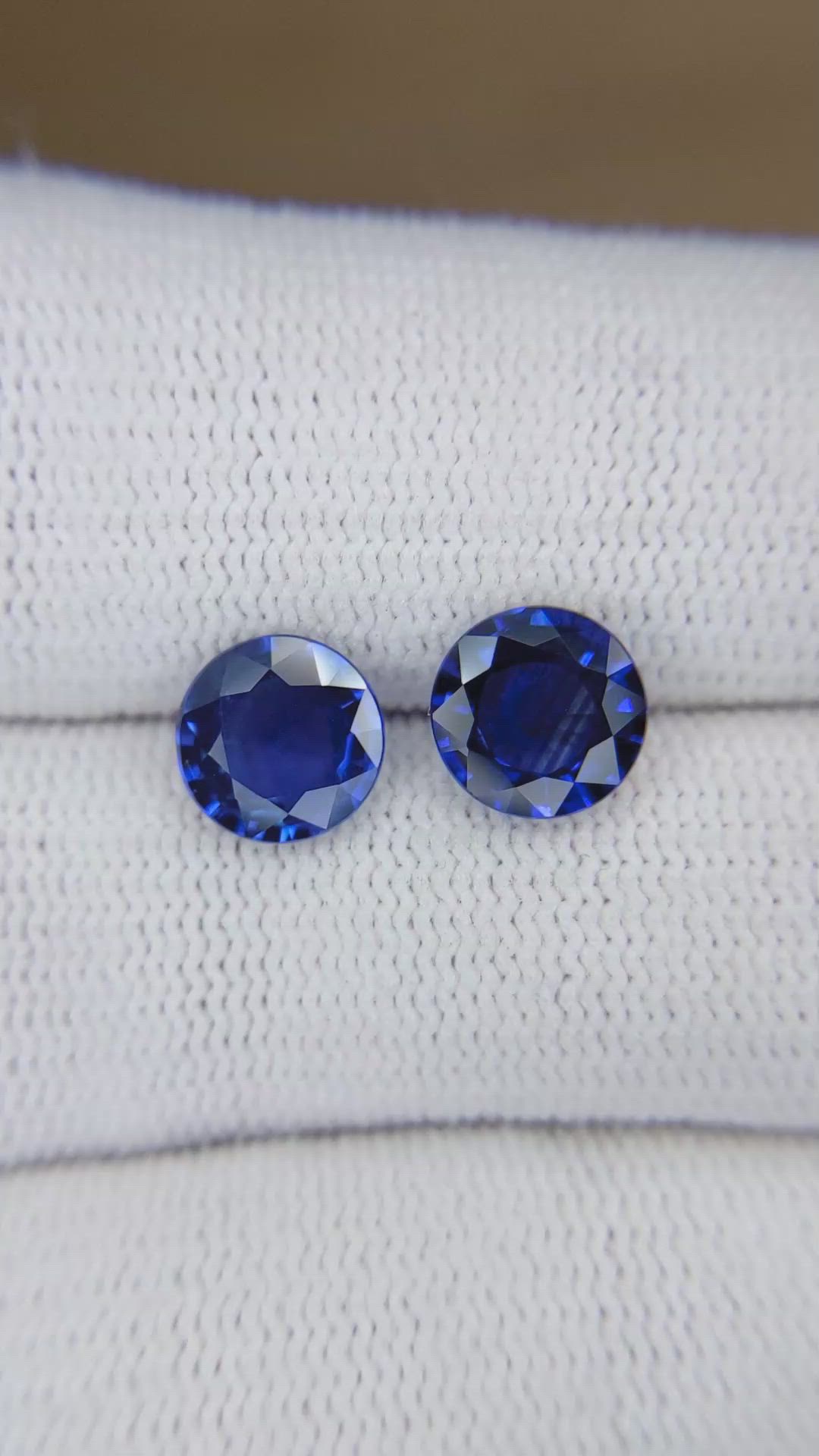 3.70 Ct.Tw.Total Carat Weight Blue Sapphire Pair from Madagascar Size Video