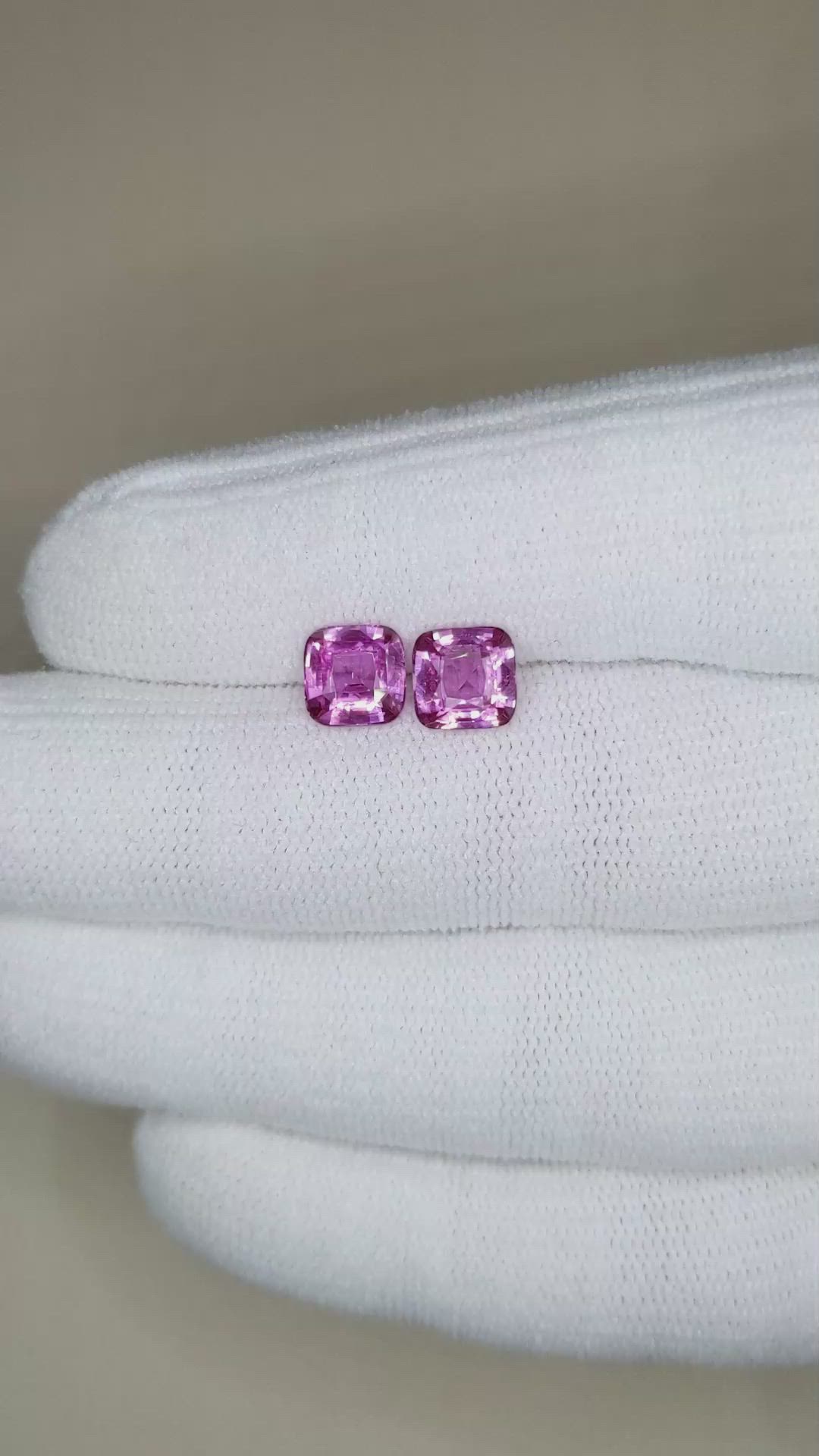3.11 Ct.Tw.Total Carat Weight Pink Sapphire Pair from Madagascar Size Video