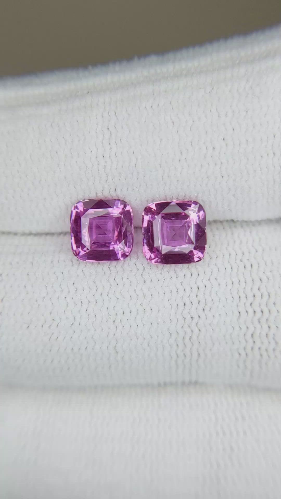 3.11 Ct.Tw.Total Carat Weight Pink Sapphire Pair from Madagascar Size Video