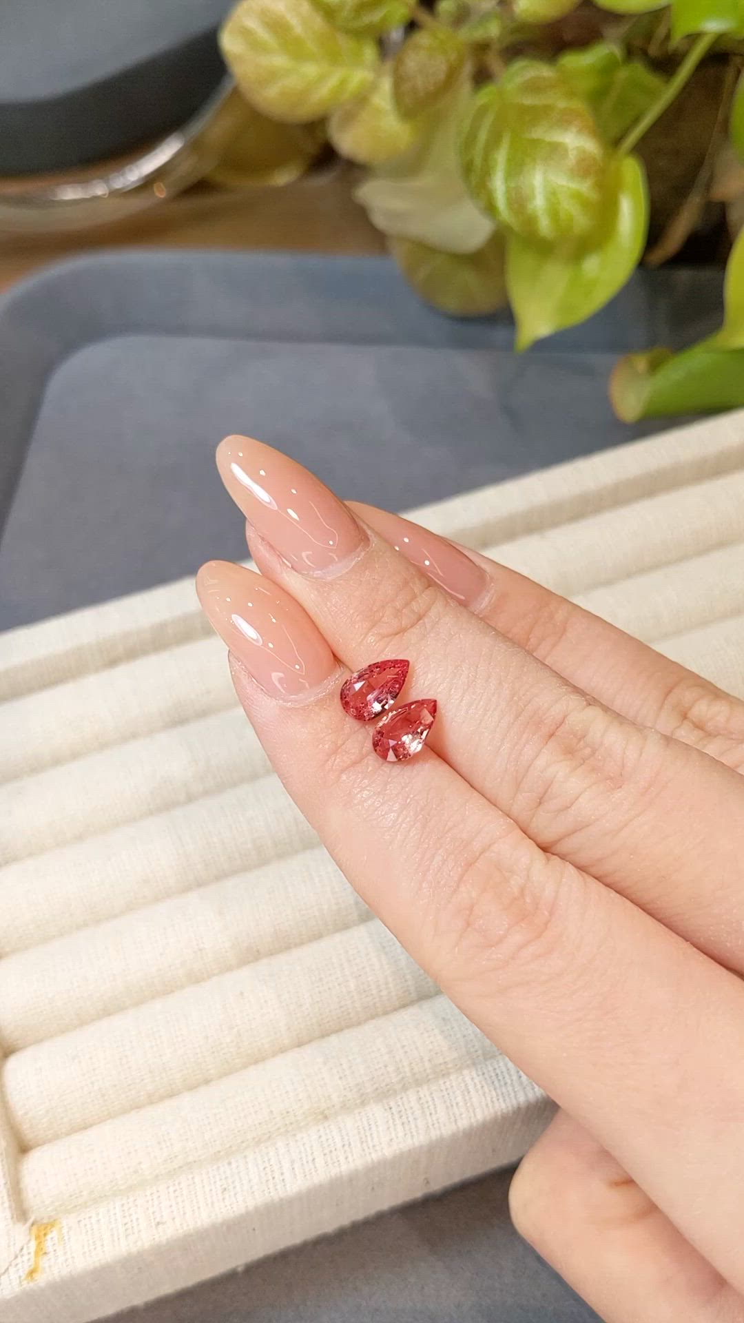 2.23 Ct.Tw.Total Carat Weight Padparadscha Sapphire Pair from Ceylon (Sri Lanka) Size Video