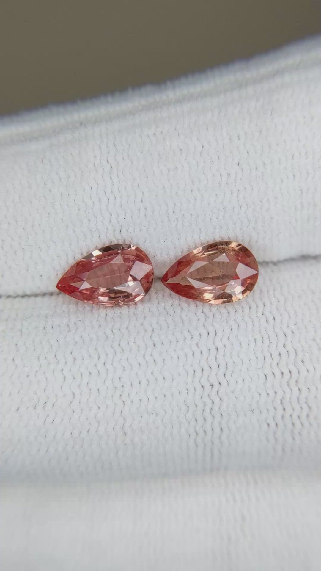 2.23 Ct.Tw.Total Carat Weight Padparadscha Sapphire Pair from Ceylon (Sri Lanka) Size Video