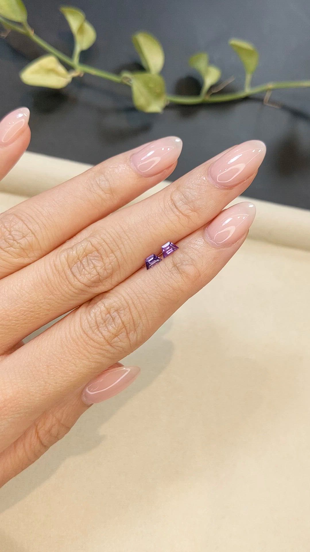 0.51 Ct.Tw.Total Carat Weight Purple Sapphire Pair from Madagascar Size Video