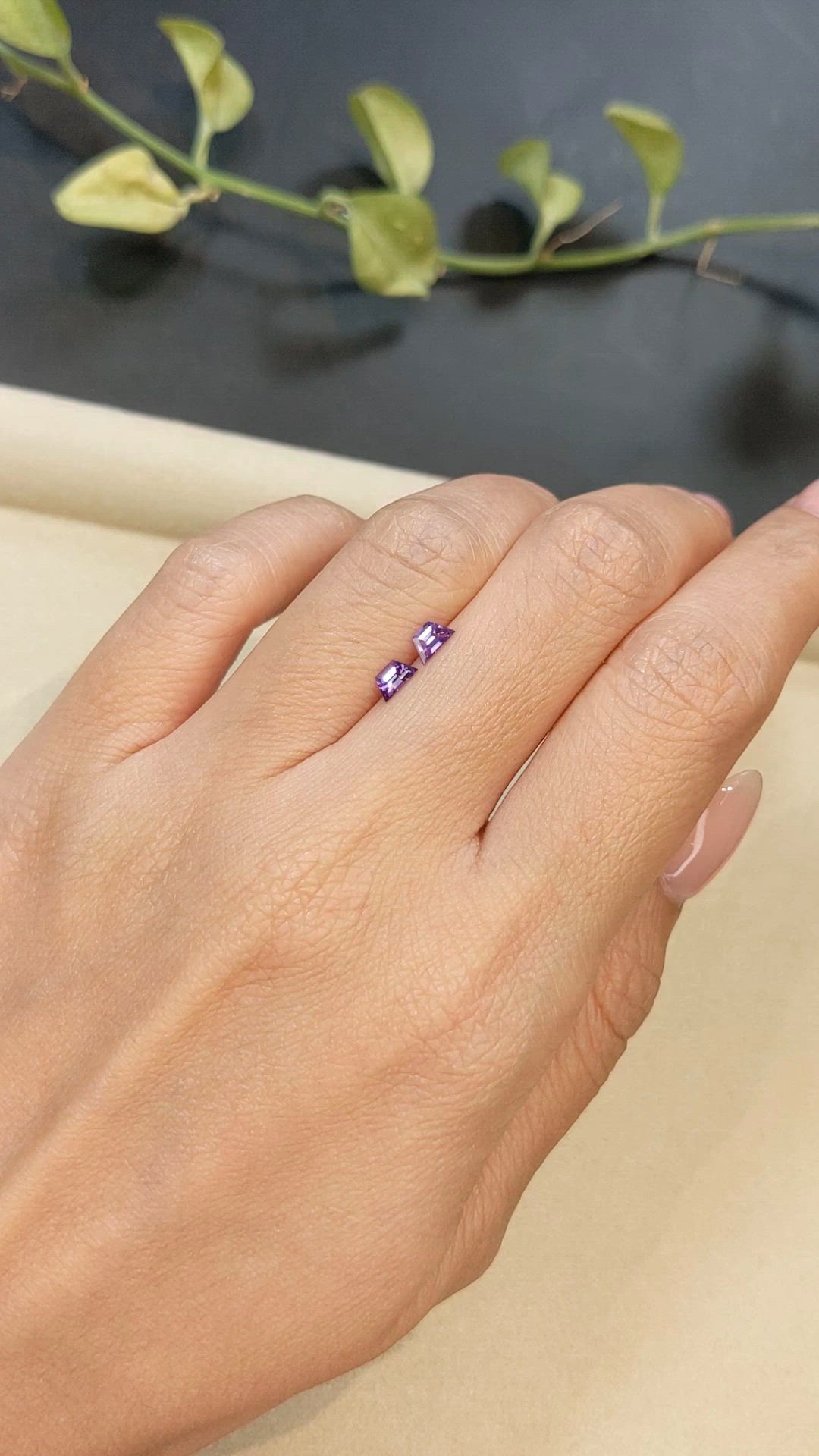 0.51 Ct.Tw.Total Carat Weight Purple Sapphire Pair from Madagascar Size Video