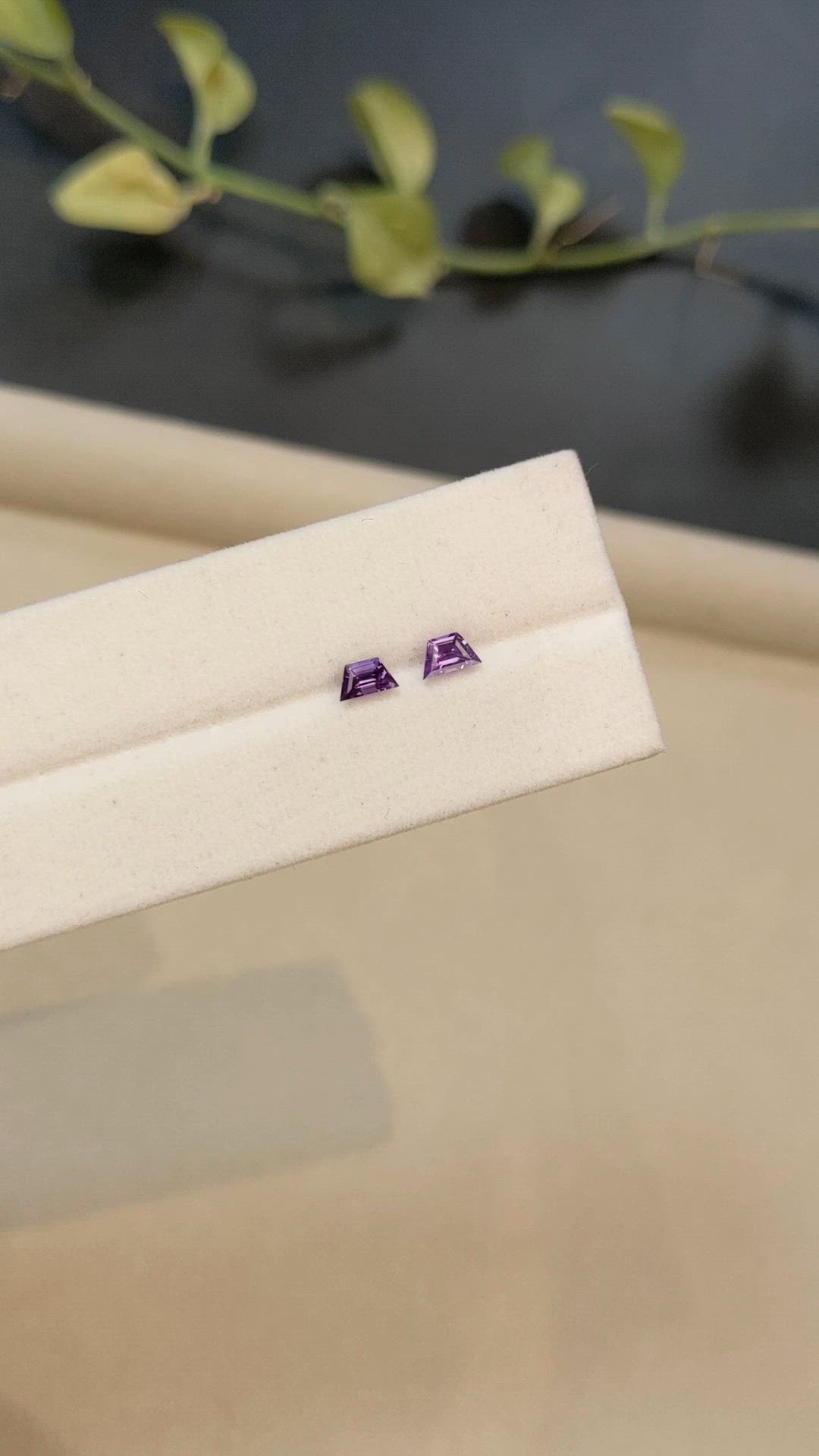 0.51 Ct.Tw.Total Carat Weight Purple Sapphire Pair from Madagascar Size Video