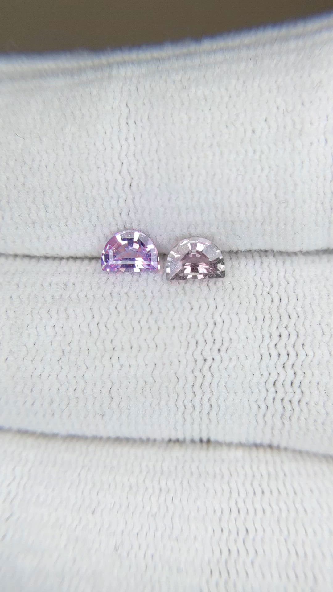 0.82 Ct.Tw.Total Carat Weight Purple Sapphire Pair from Madagascar Size Video