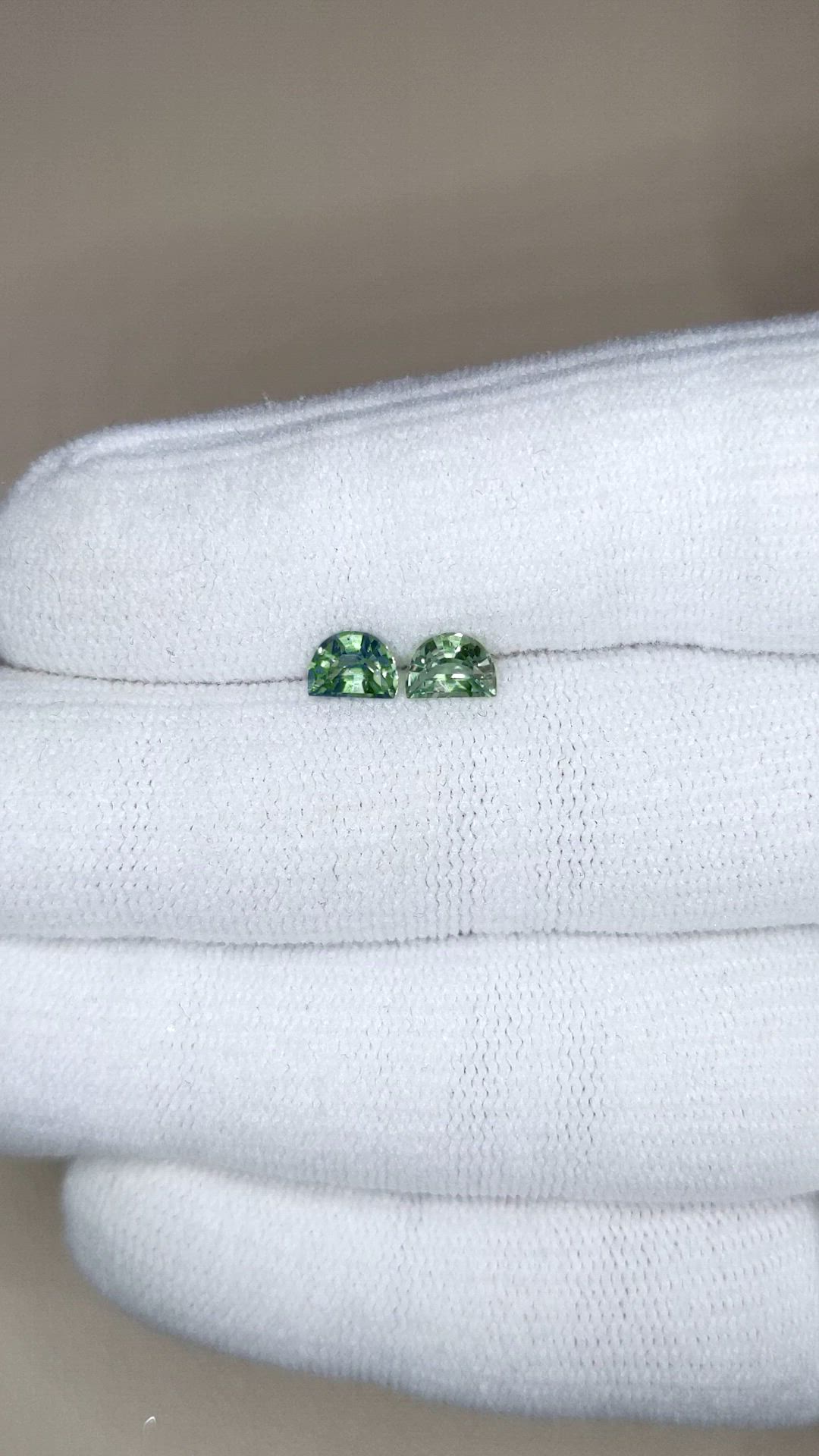 1.10 Ct.Tw.Total Carat Weight Bluish Green Sapphire Pair from Madagascar Size Video