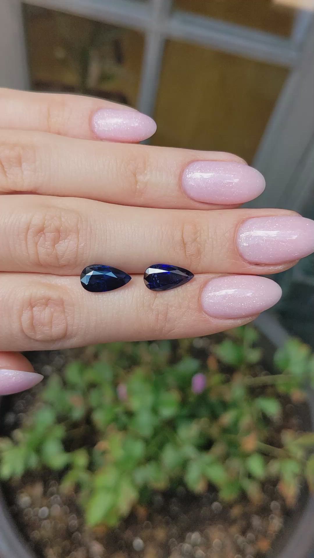 6.36 Ct.Tw.Total Carat Weight Blue Sapphire Pair from Ceylon (Sri Lanka) Size Video