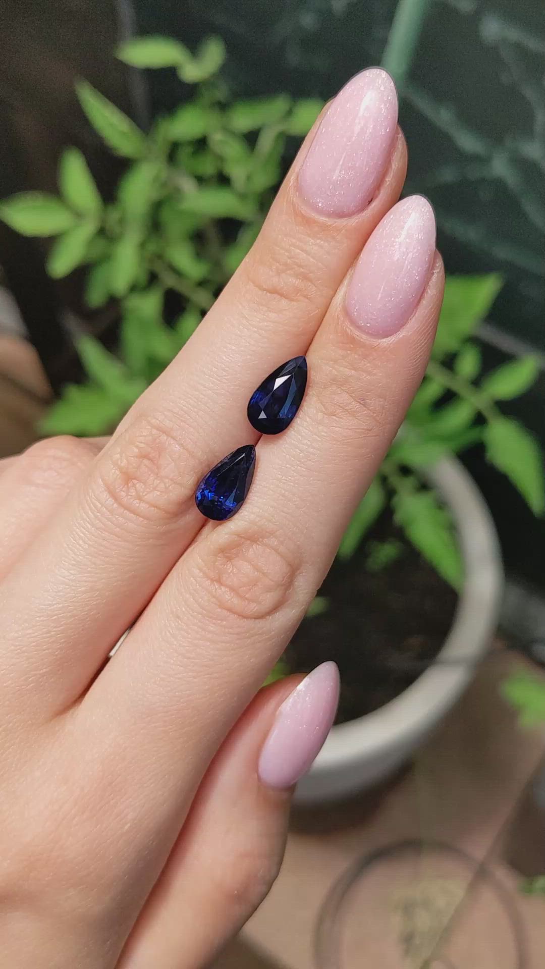 6.36 Ct.Tw.Total Carat Weight Blue Sapphire Pair from Ceylon (Sri Lanka) Size Video