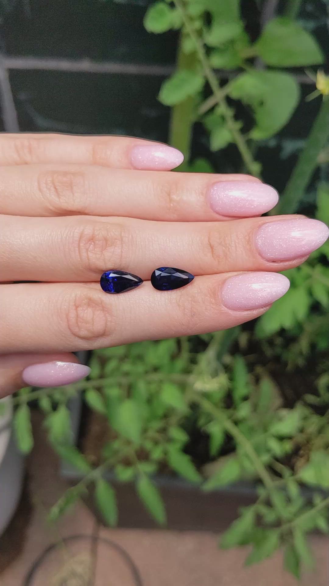 6.36 Ct.Tw.Total Carat Weight Blue Sapphire Pair from Ceylon (Sri Lanka) Size Video