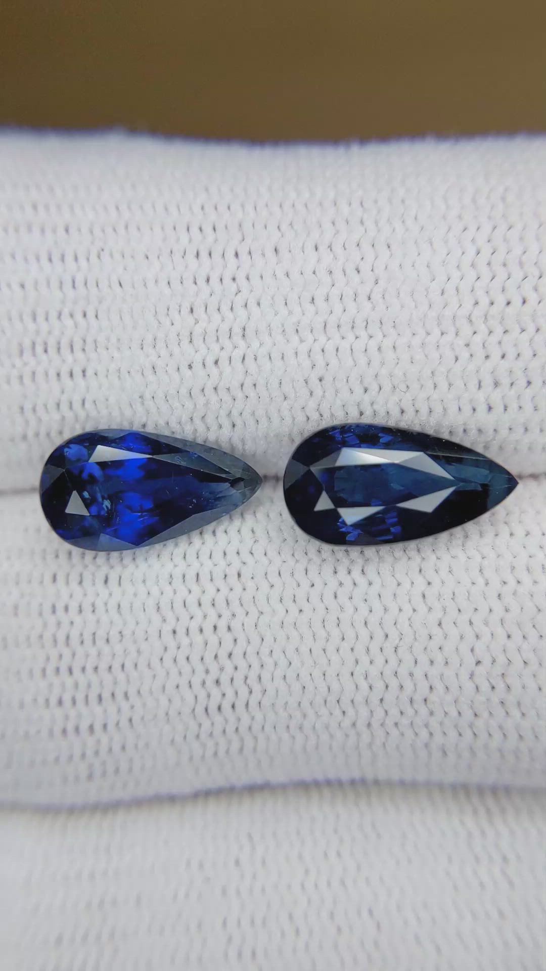 6.36 Ct.Tw.Total Carat Weight Blue Sapphire Pair from Ceylon (Sri Lanka) Size Video