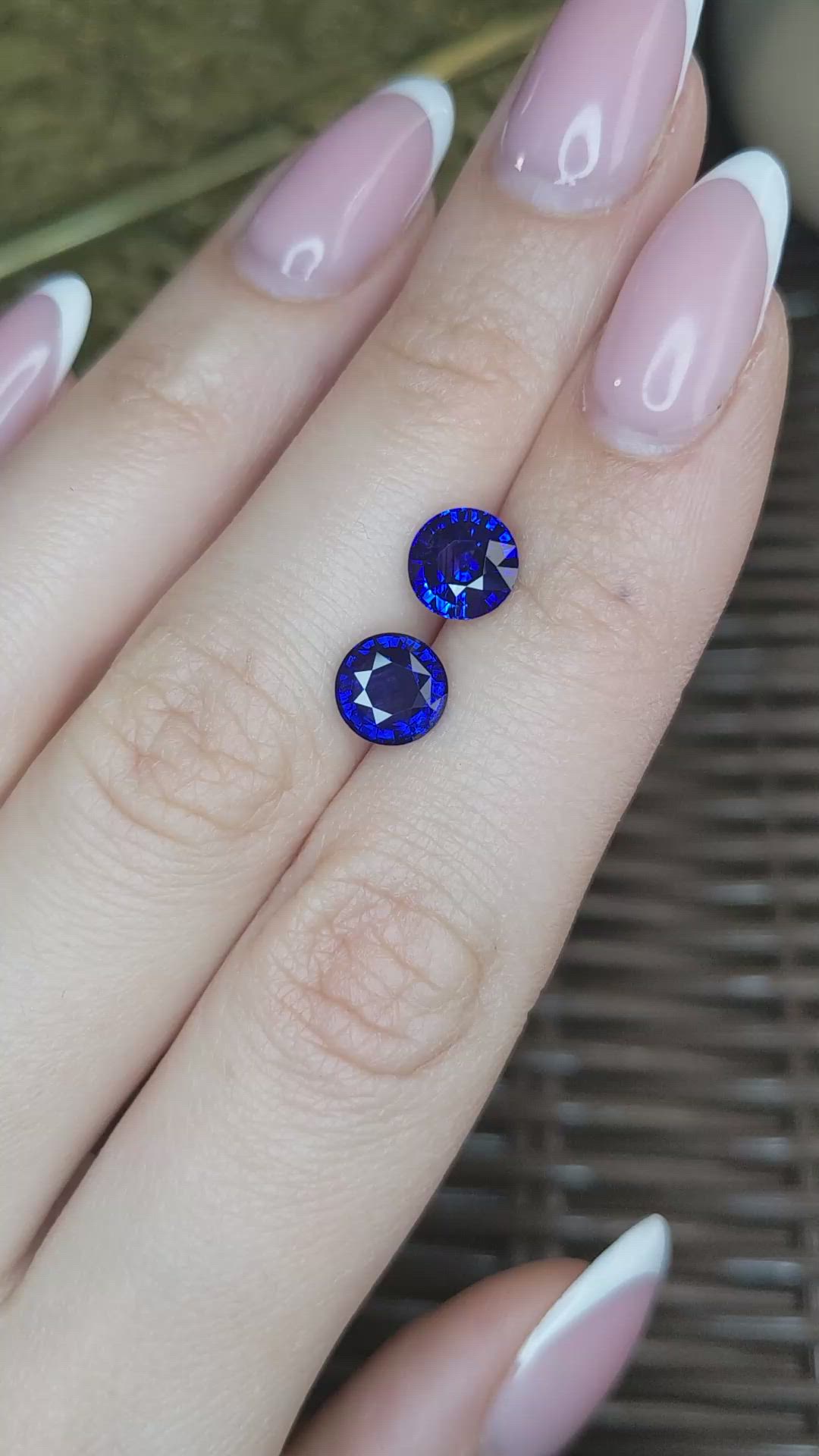 3.86 Ct.Tw.Total Carat Weight Blue Sapphire Pair from Ceylon (Sri Lanka) Size Video