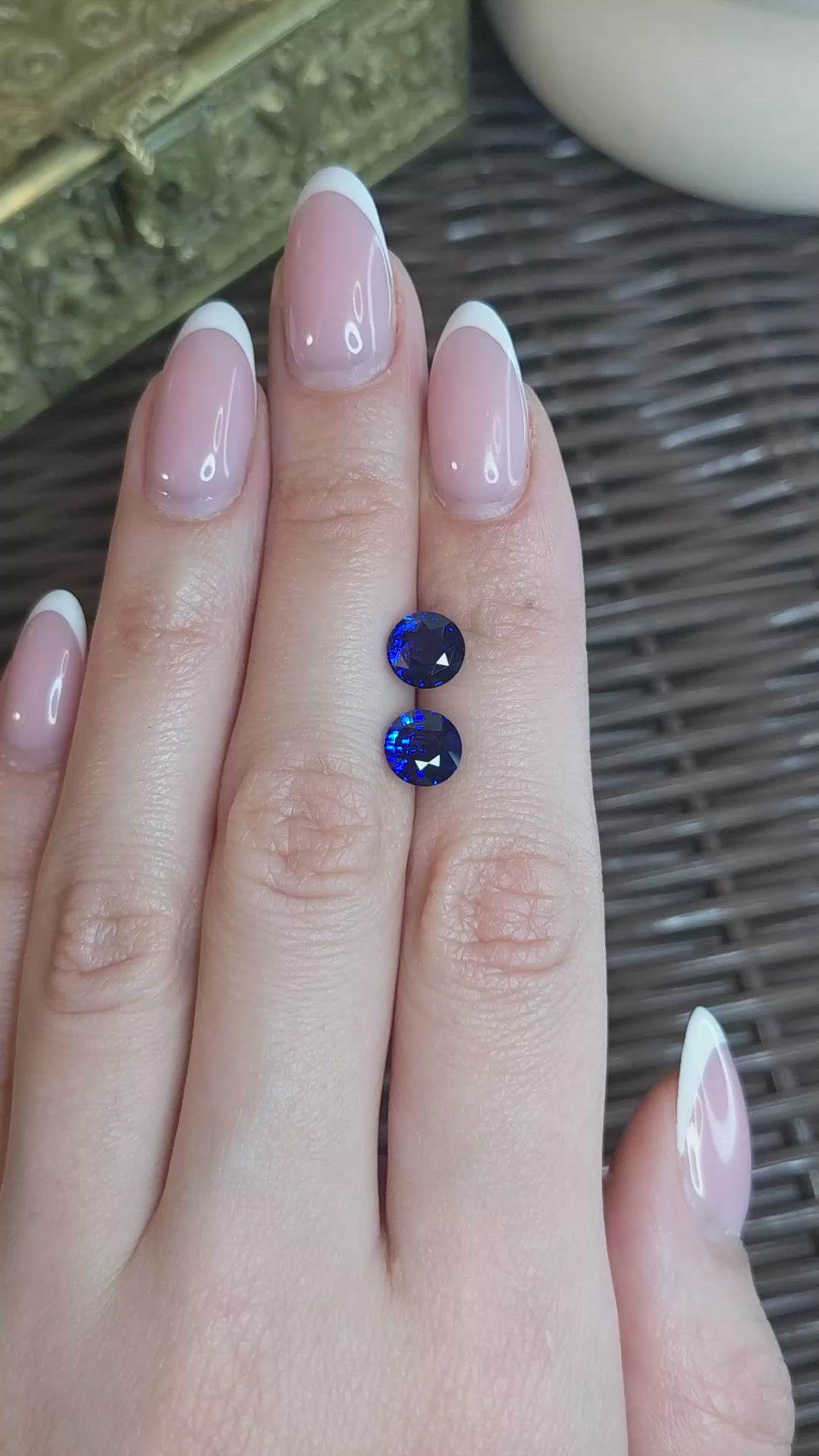 3.86 Ct.Tw.Total Carat Weight Blue Sapphire Pair from Ceylon (Sri Lanka) Size Video