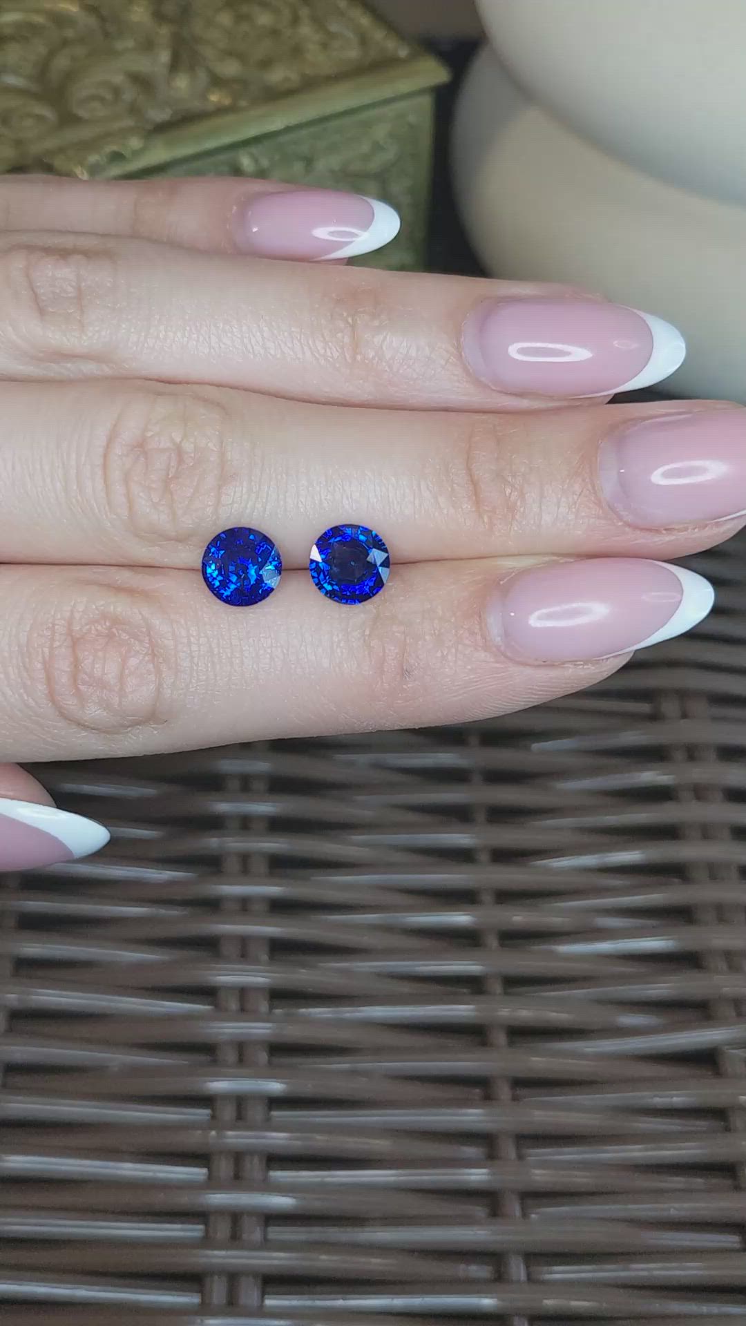 4.40 Ct.Tw.Total Carat Weight Blue Sapphire Pair from Ceylon (Sri Lanka) Size Video