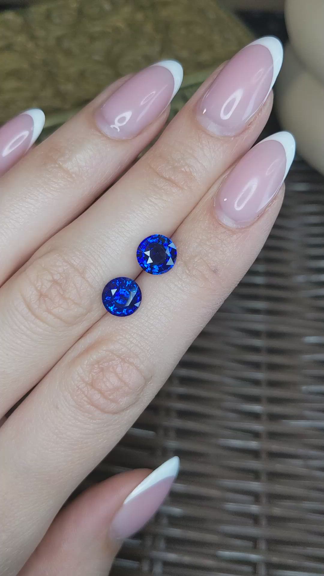 4.40 Ct.Tw.Total Carat Weight Blue Sapphire Pair from Ceylon (Sri Lanka) Size Video