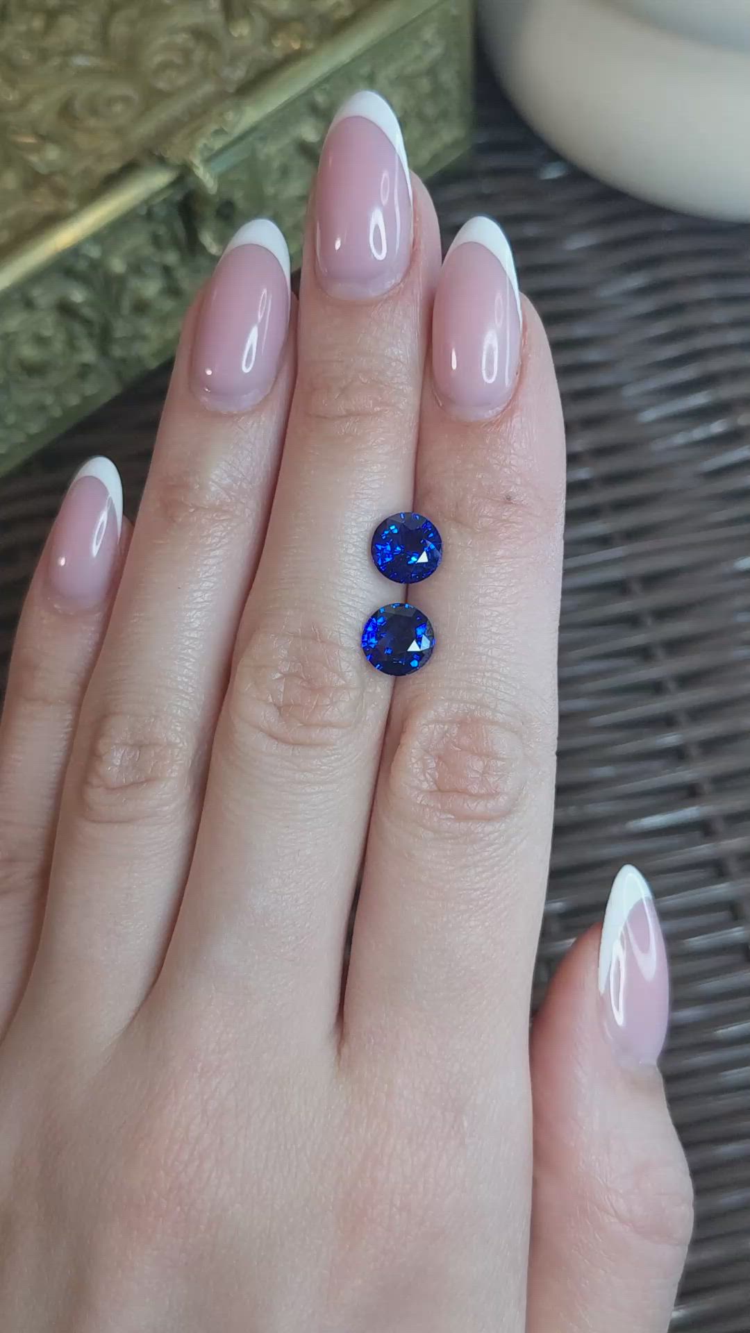 4.40 Ct.Tw.Total Carat Weight Blue Sapphire Pair from Ceylon (Sri Lanka) Size Video
