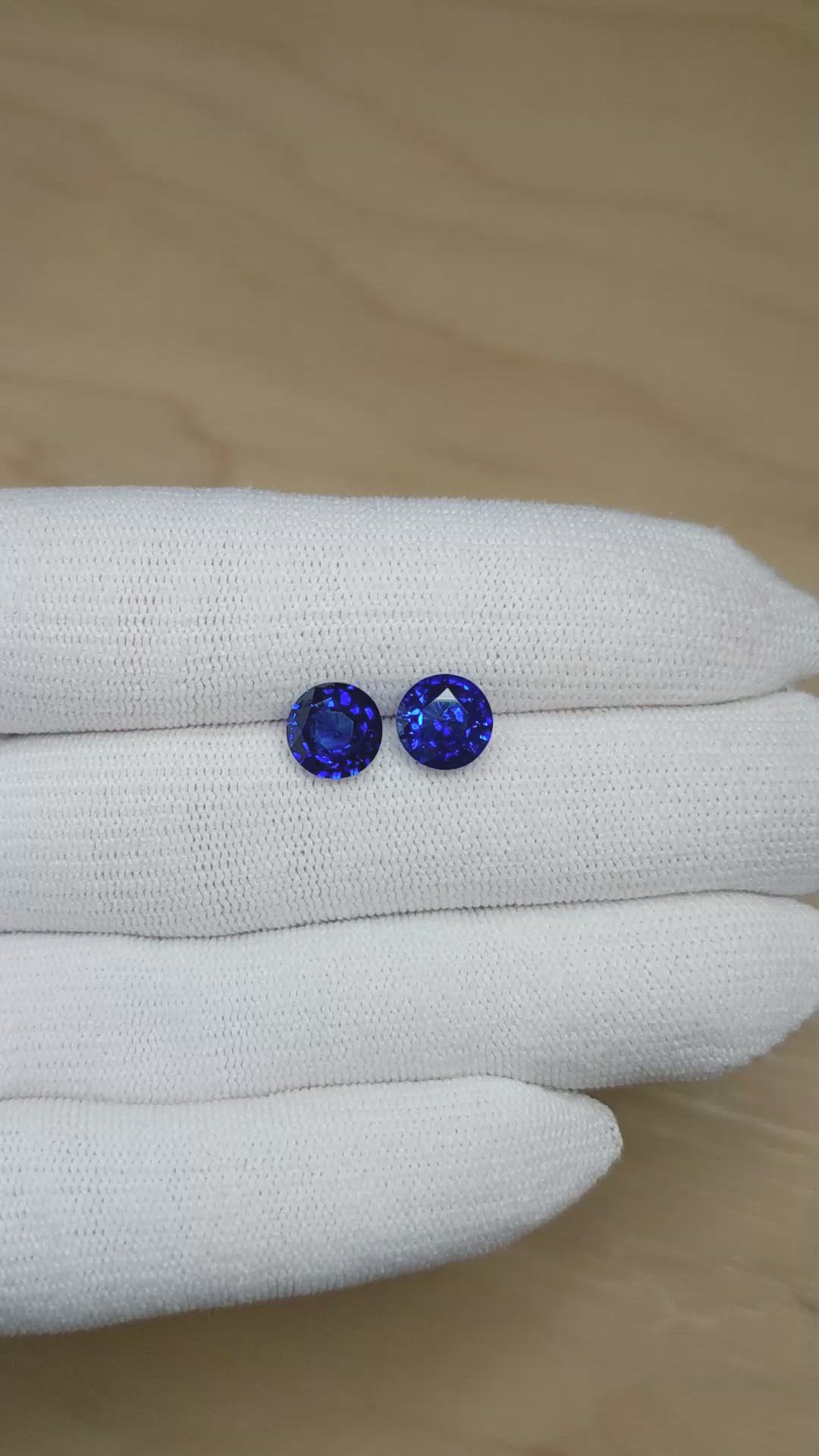 4.40 Ct.Tw.Total Carat Weight Blue Sapphire Pair from Ceylon (Sri Lanka) Size Video