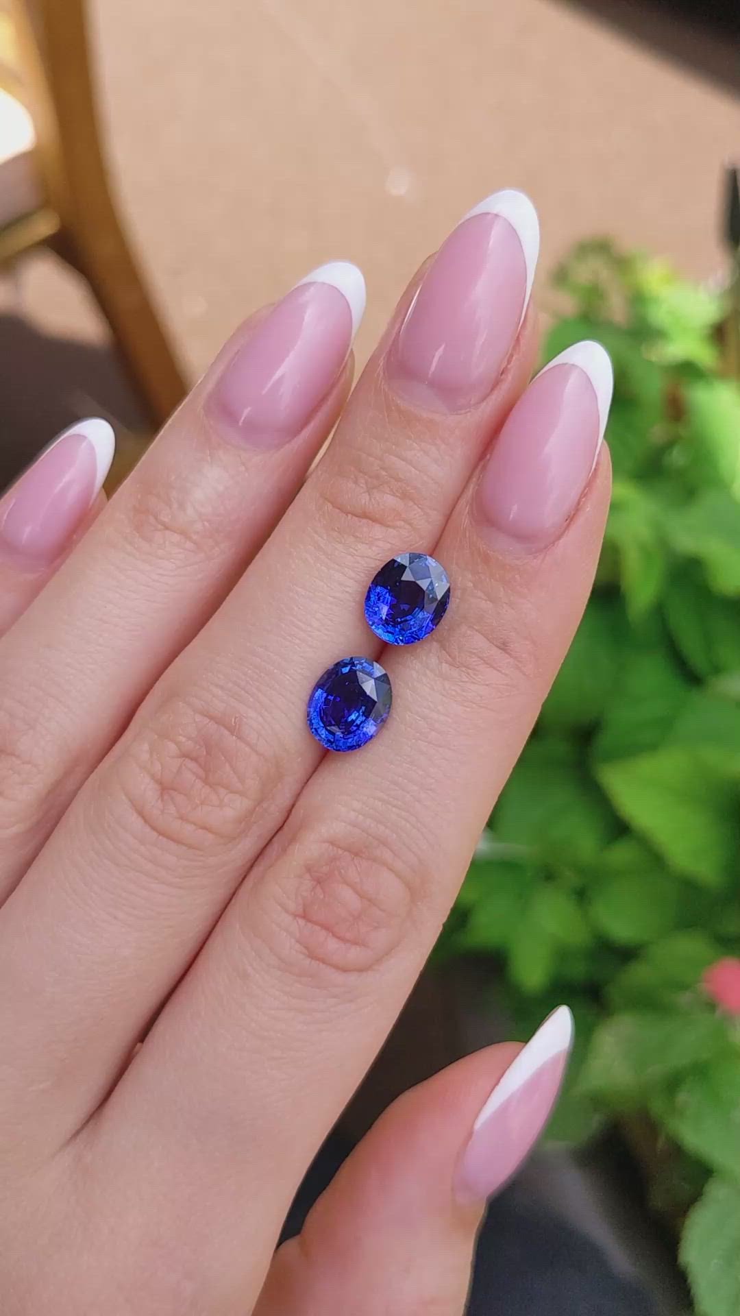 5.70 Ct.Tw.Total Carat Weight Blue Sapphire Pair from Ceylon (Sri Lanka) Size Video