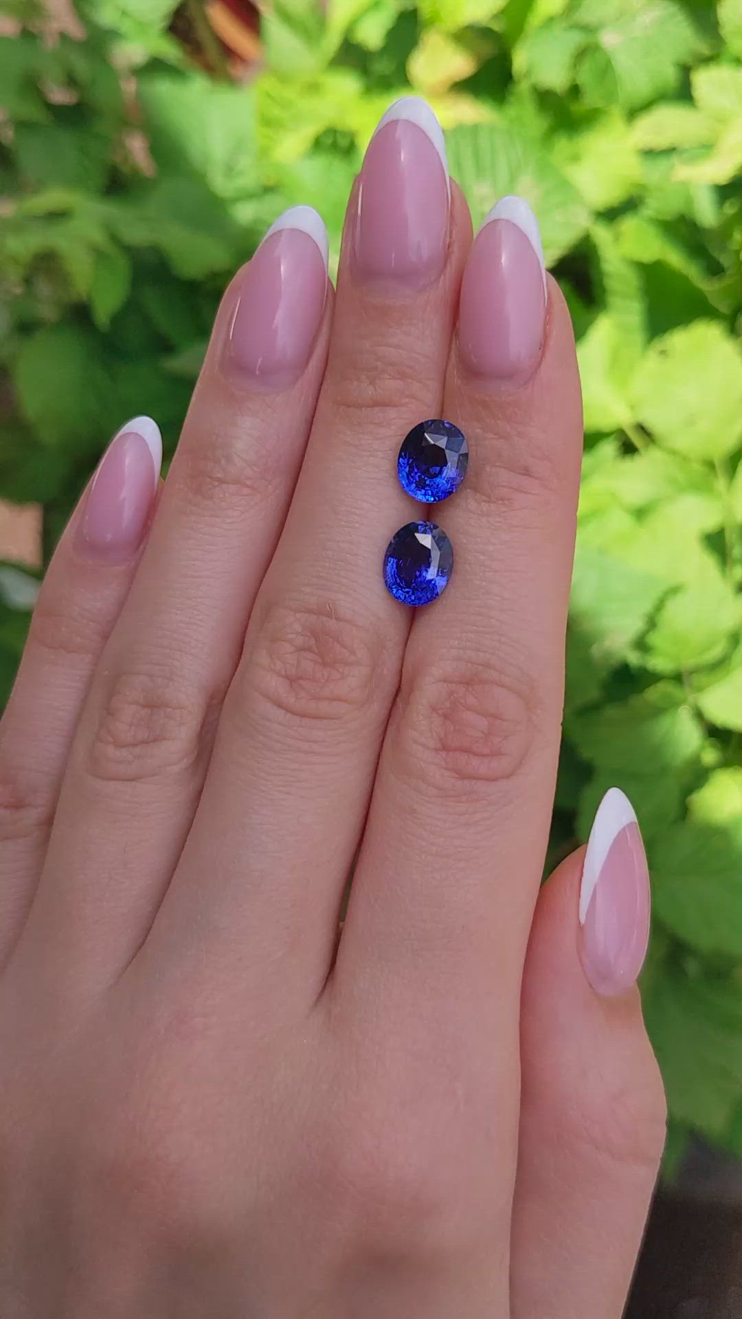 5.70 Ct.Tw.Total Carat Weight Blue Sapphire Pair from Ceylon (Sri Lanka) Size Video