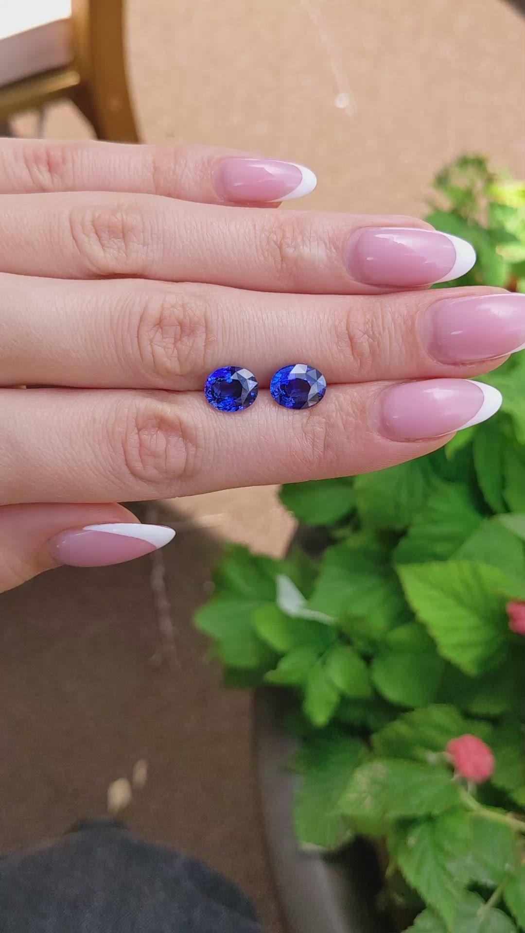 5.70 Ct.Tw.Total Carat Weight Blue Sapphire Pair from Ceylon (Sri Lanka) Size Video